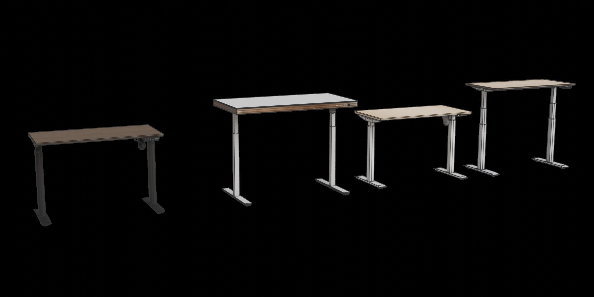 Set Of 4 Electric Height Adjustable Standing Desks Low-poly 3D model_3
