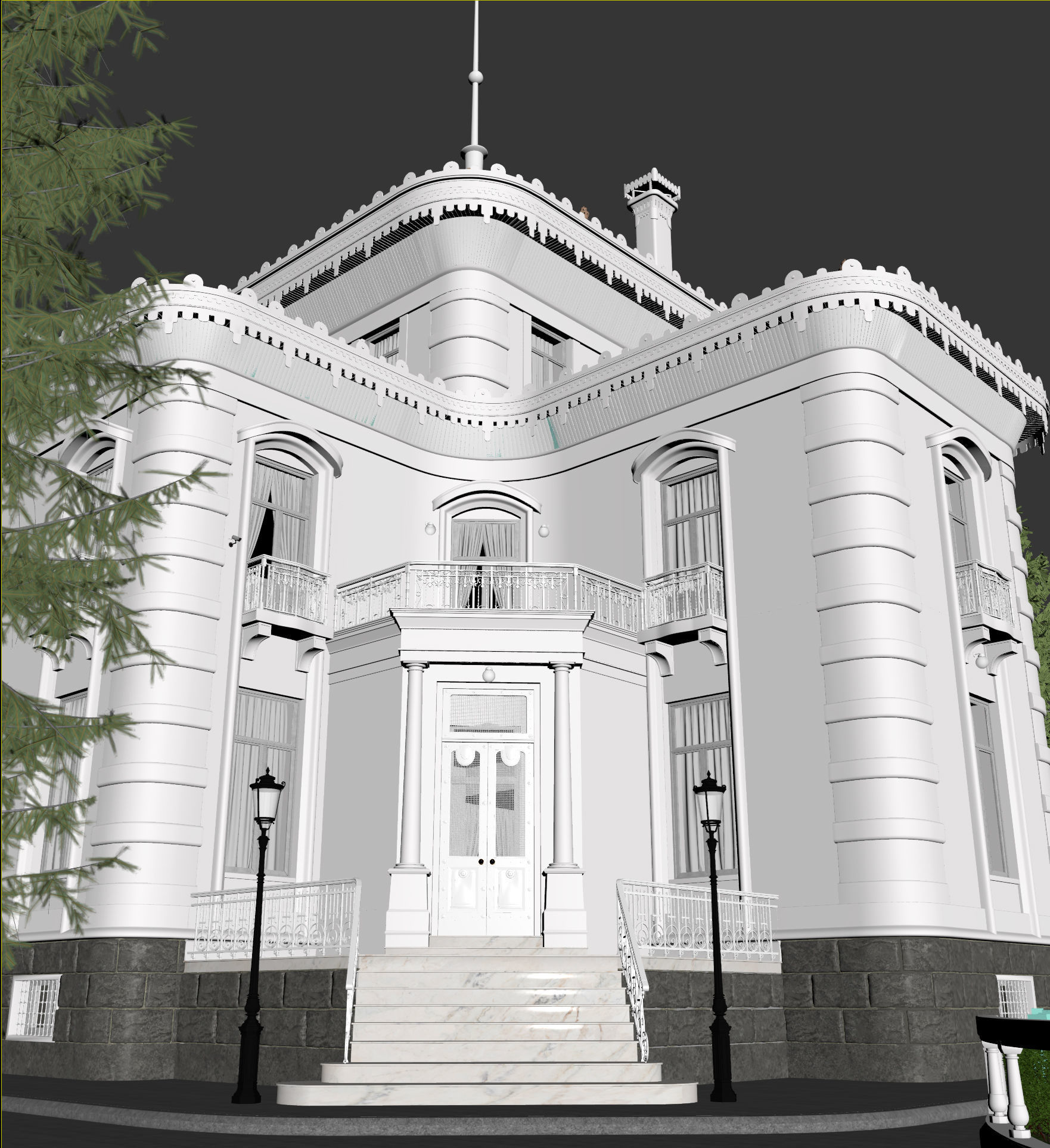 Exterior Trabzon Ataturk Mansion 3D model_8