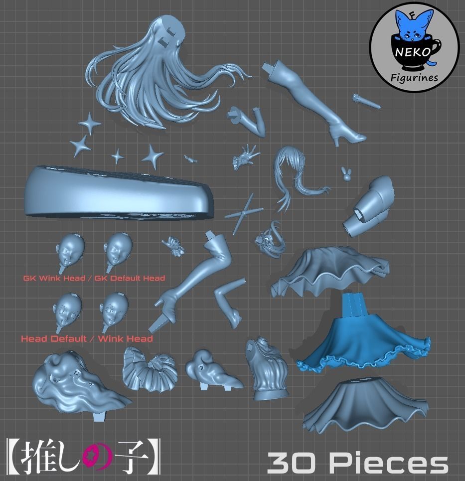 Hoshino Ai - OSHI NO KO Anime Figurine STL 3DPrinting 3D print model_6