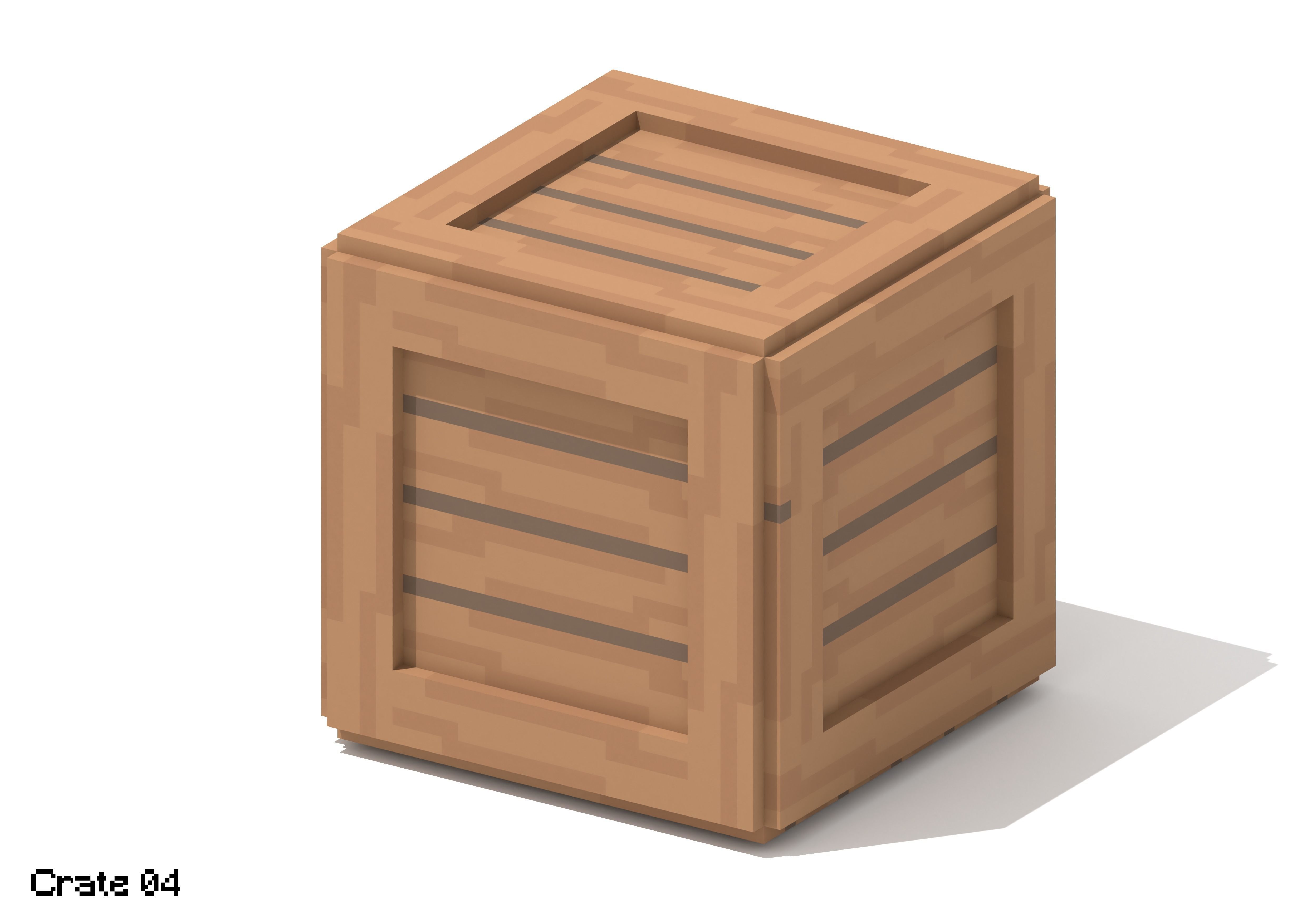 5 Voxel Wooden Crates 3D model_6