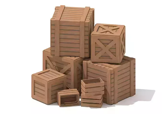 5 Voxel Wooden Crates