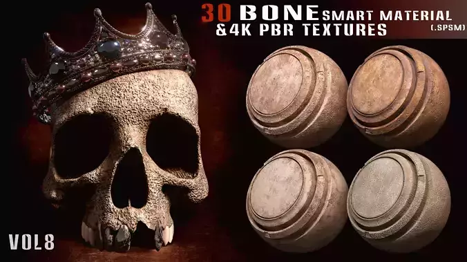 30 Bone Smart Material and 4k Pbr Textures - Vol 8 Texture