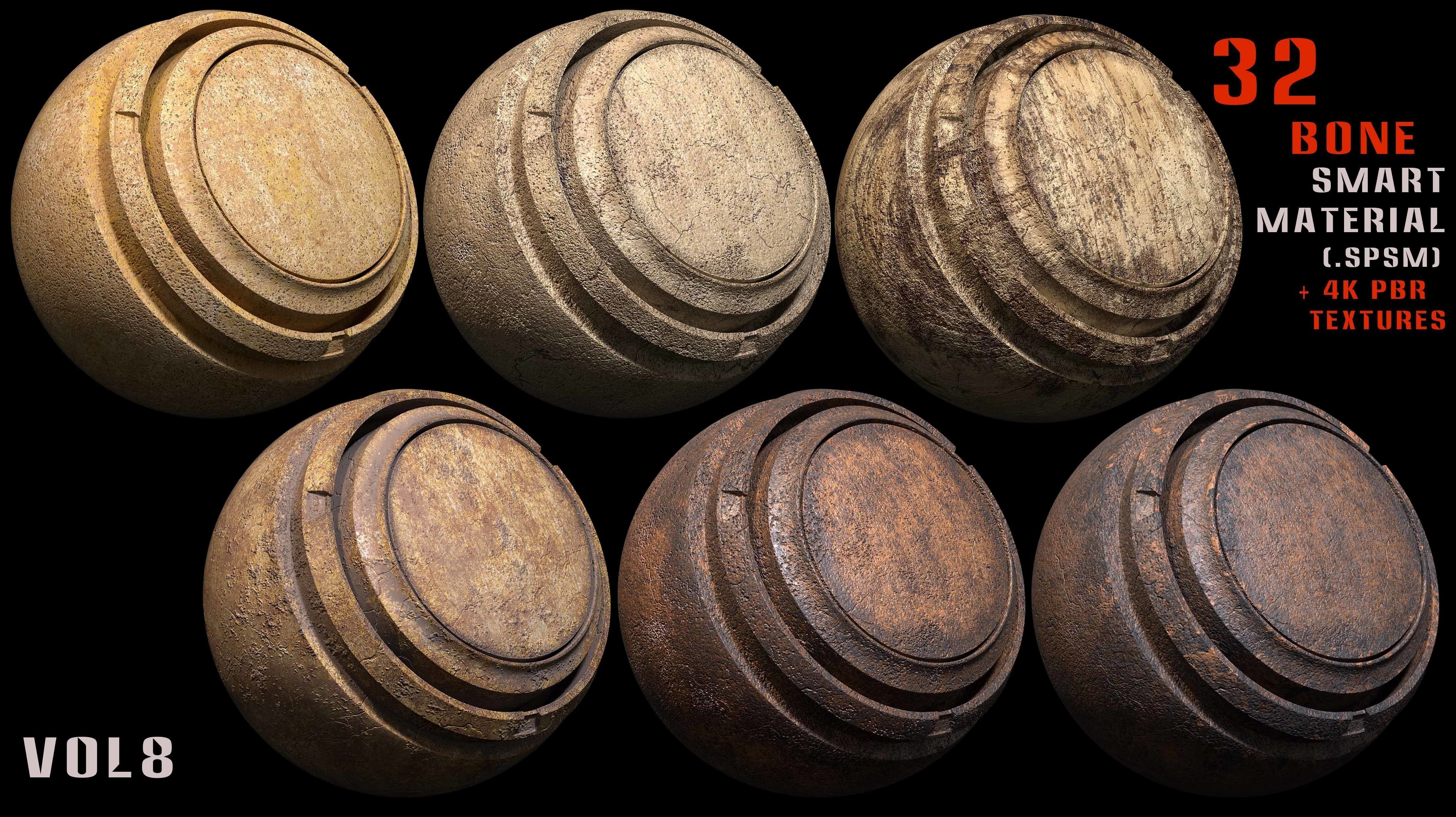 30 Bone Smart Material and 4k Pbr Textures - Vol 8 Texture | CGTrader