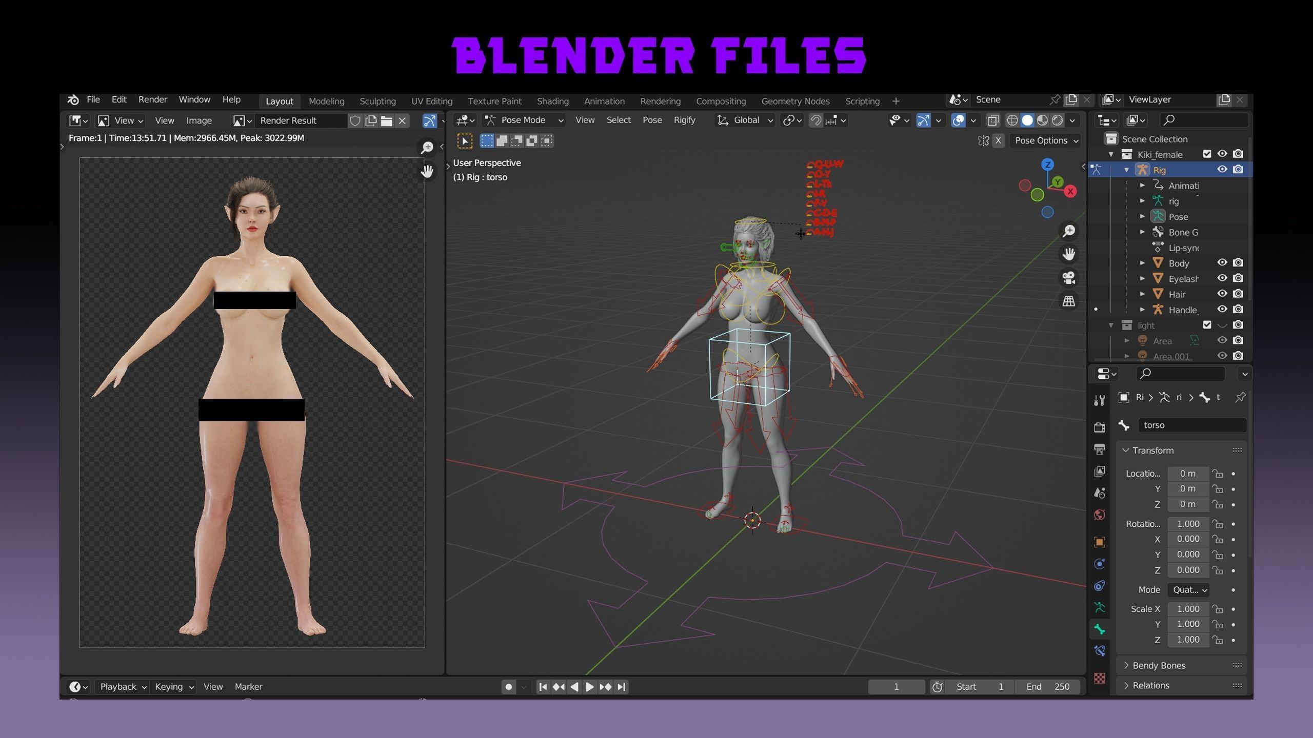 Elf Kiki - Female Rigged Character Low-poly 3D model_6