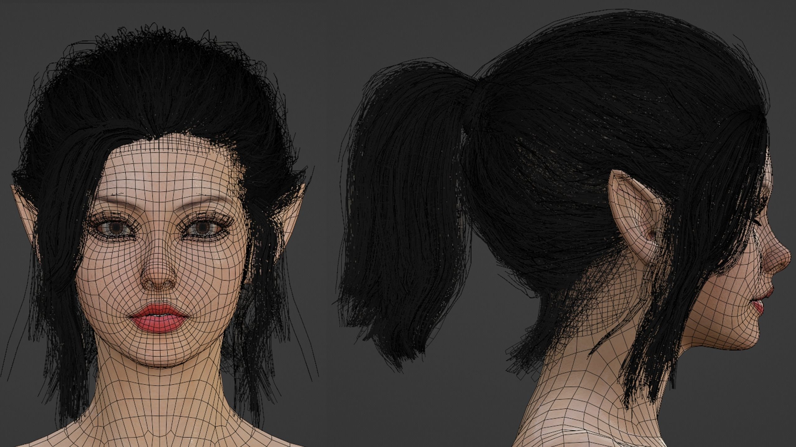 Elf Kiki - Female Rigged Character Low-poly 3D model_4