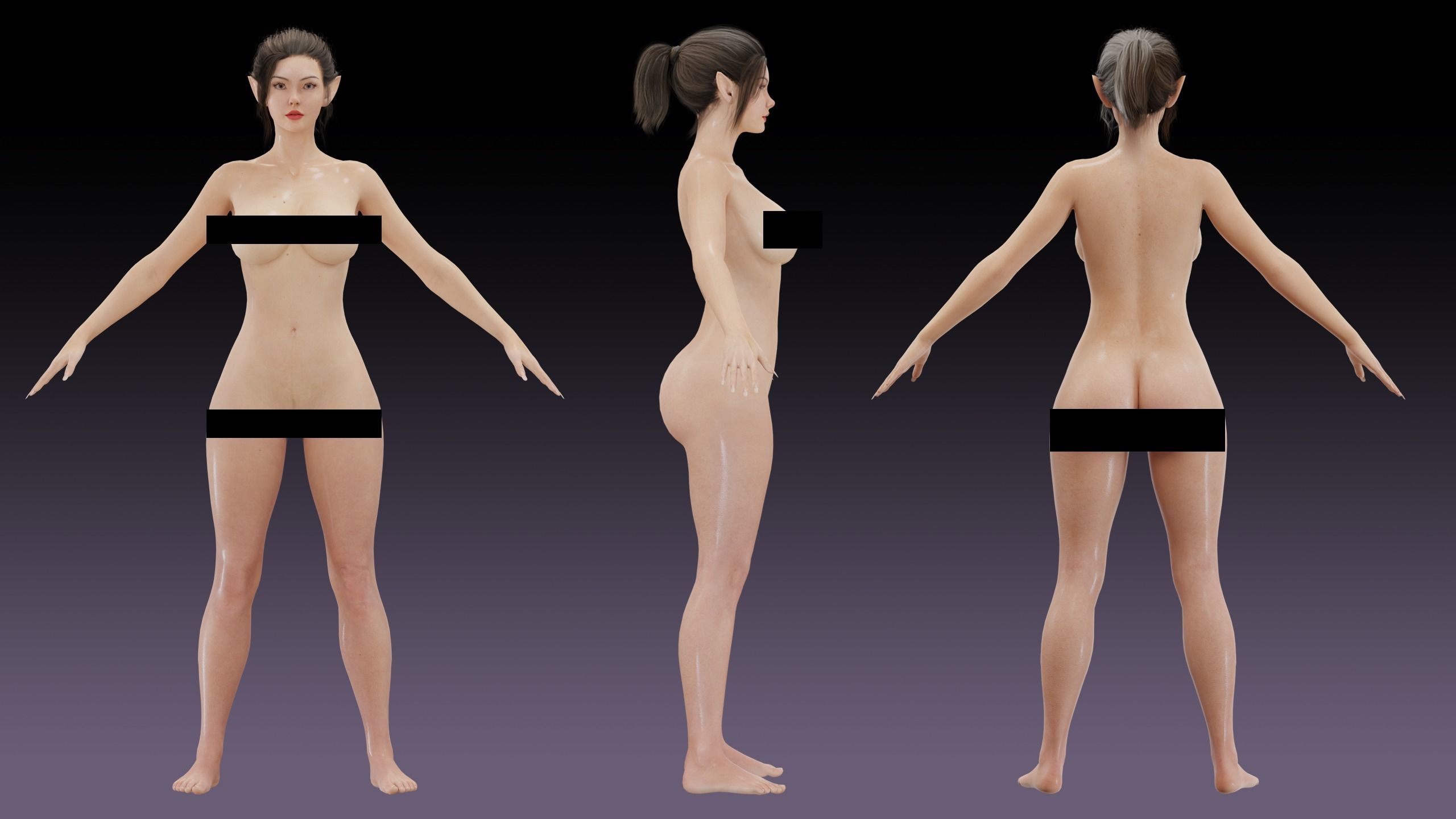 Elf Kiki - Female Rigged Character Low-poly 3D model_1