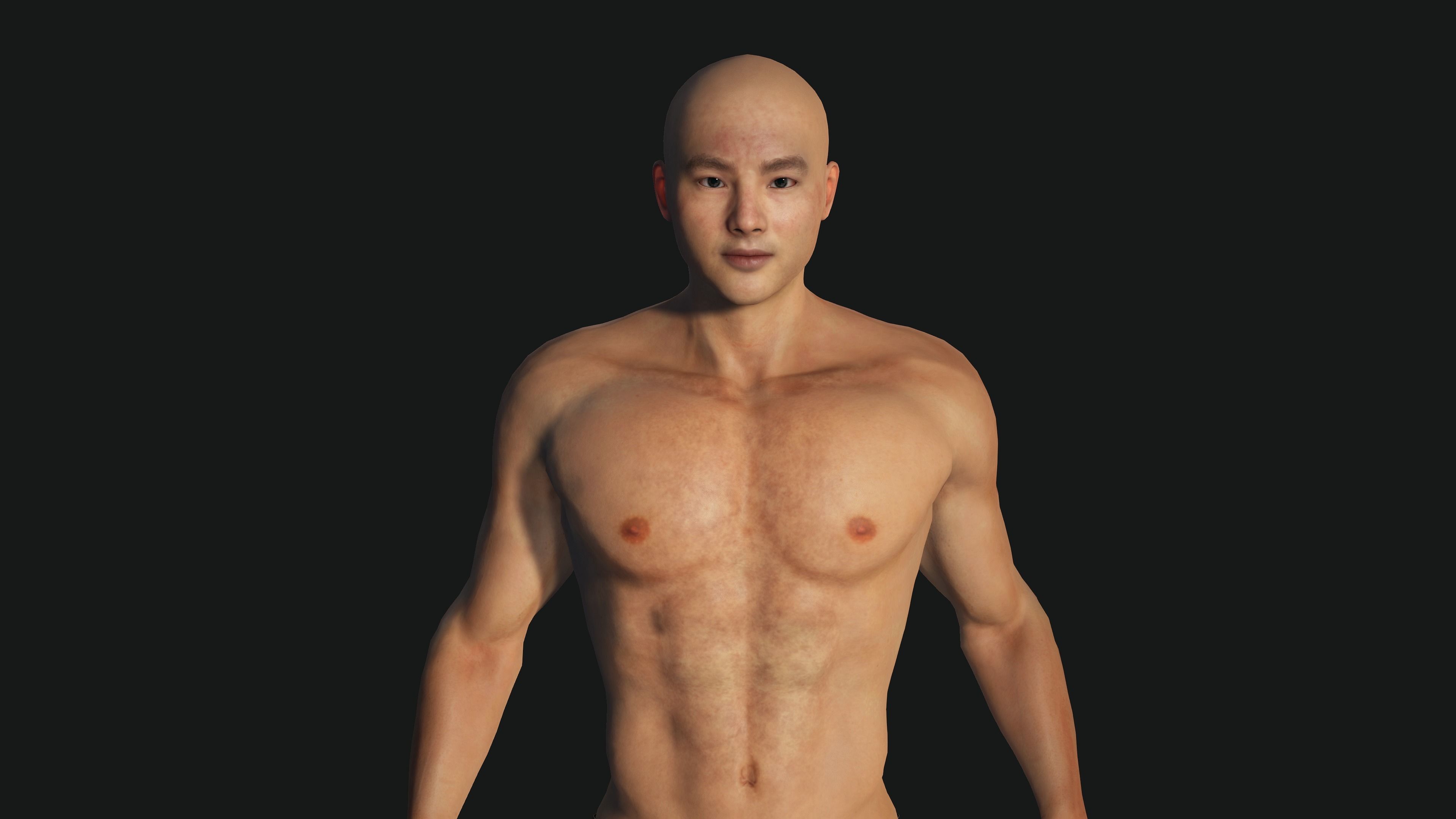 AAA 3D ASIAN KOREAN MUSCULAR MAN - REALISTIC RIG GAME CHARACTER Low-poly 3D model_11