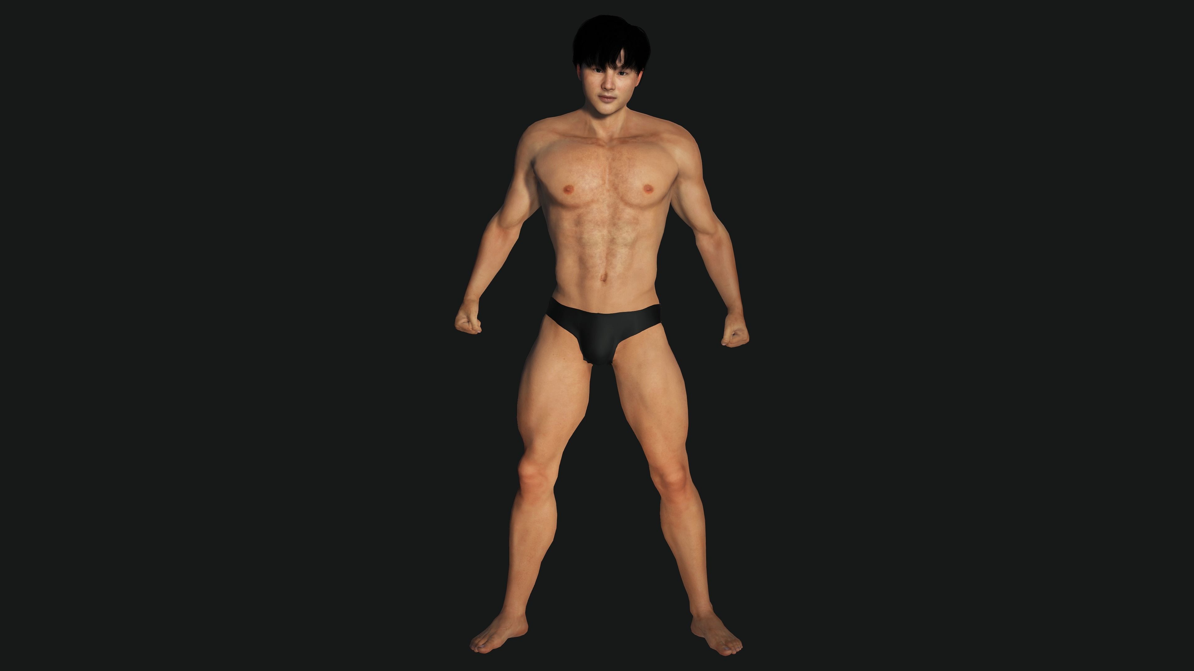 AAA 3D ASIAN KOREAN MUSCULAR MAN - REALISTIC RIG GAME CHARACTER Low-poly 3D model_16