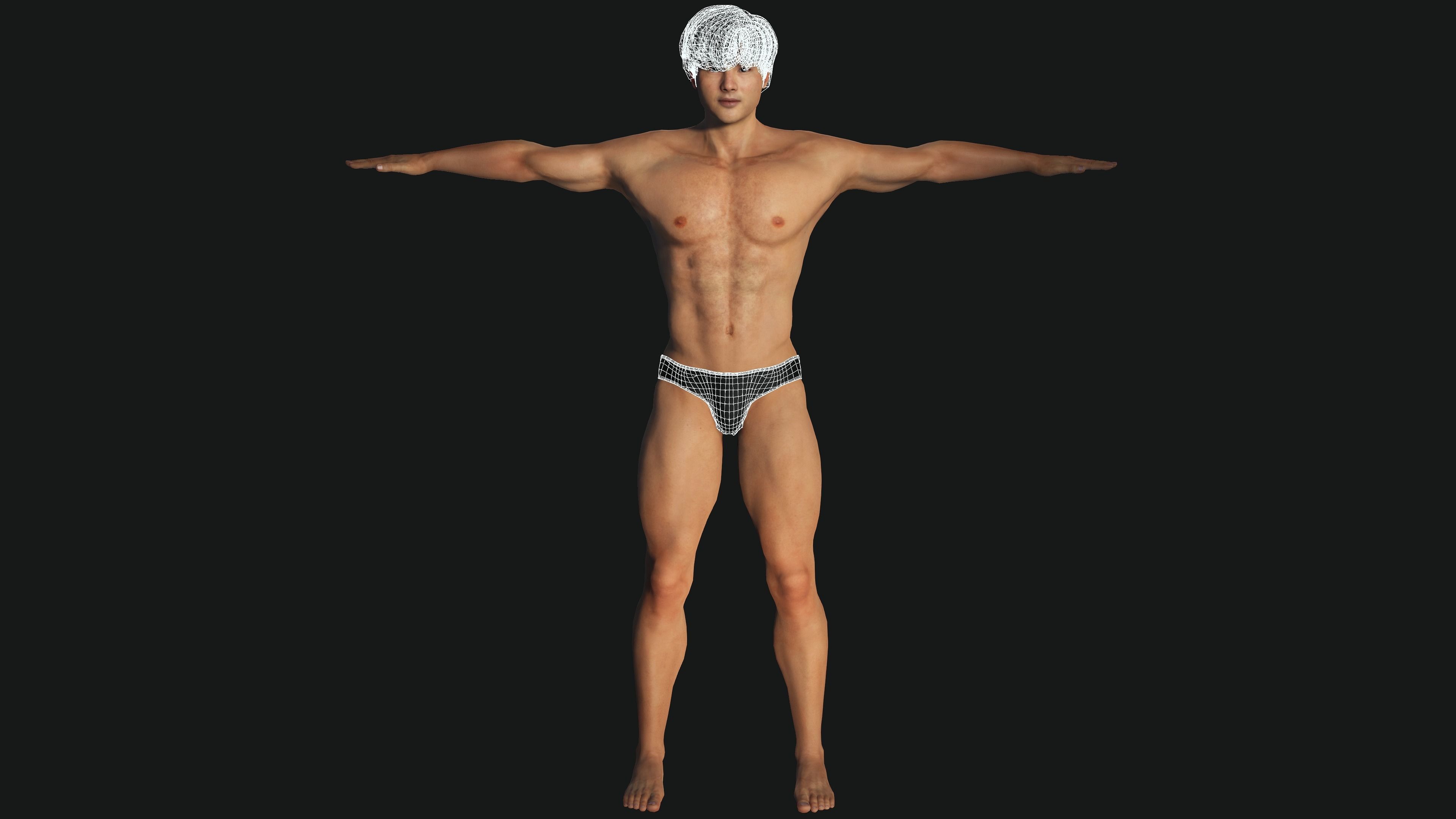 AAA 3D ASIAN KOREAN MUSCULAR MAN - REALISTIC RIG GAME CHARACTER Low-poly 3D model_19