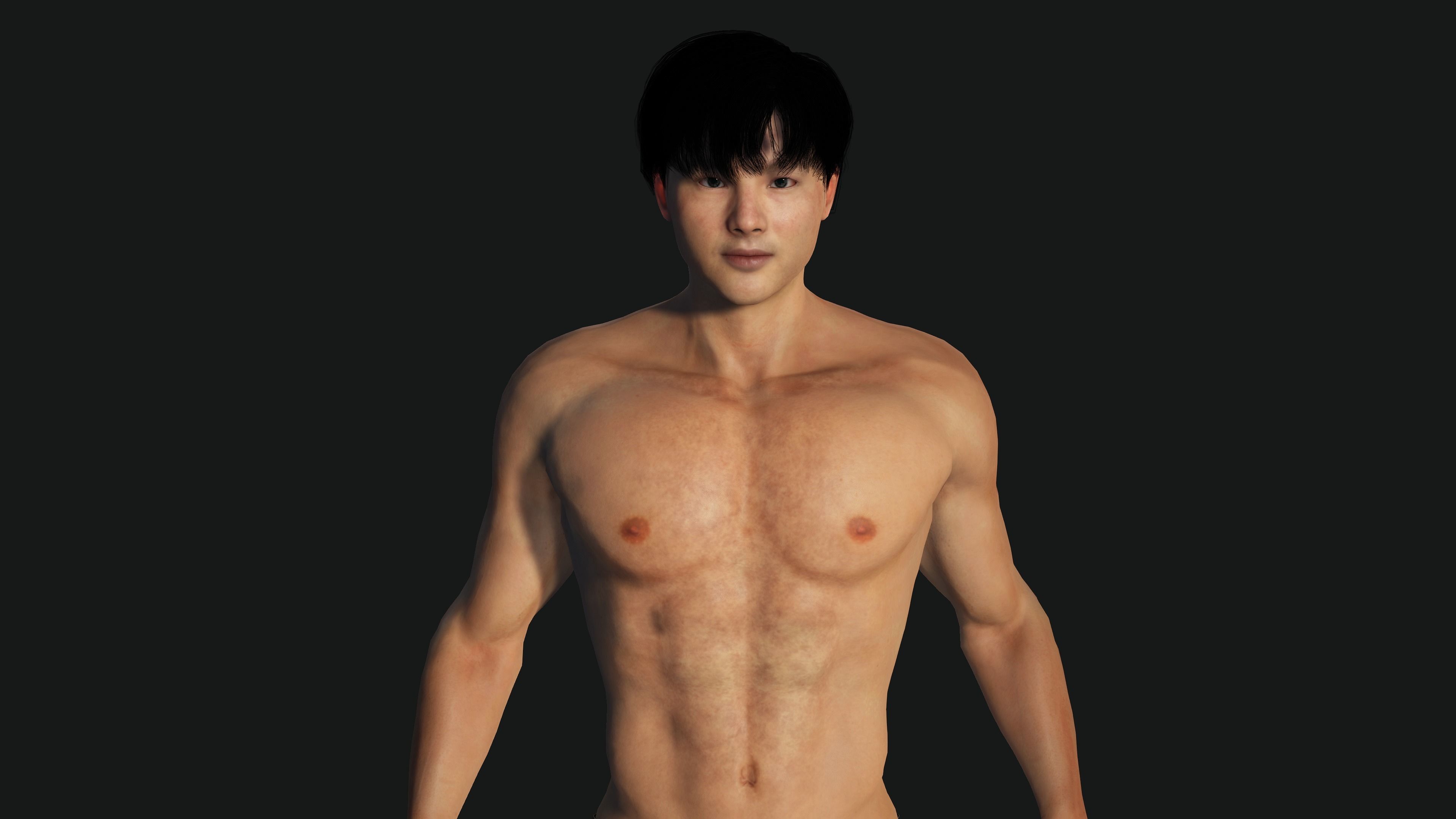 AAA 3D ASIAN KOREAN MUSCULAR MAN - REALISTIC RIG GAME CHARACTER Low-poly 3D model_9