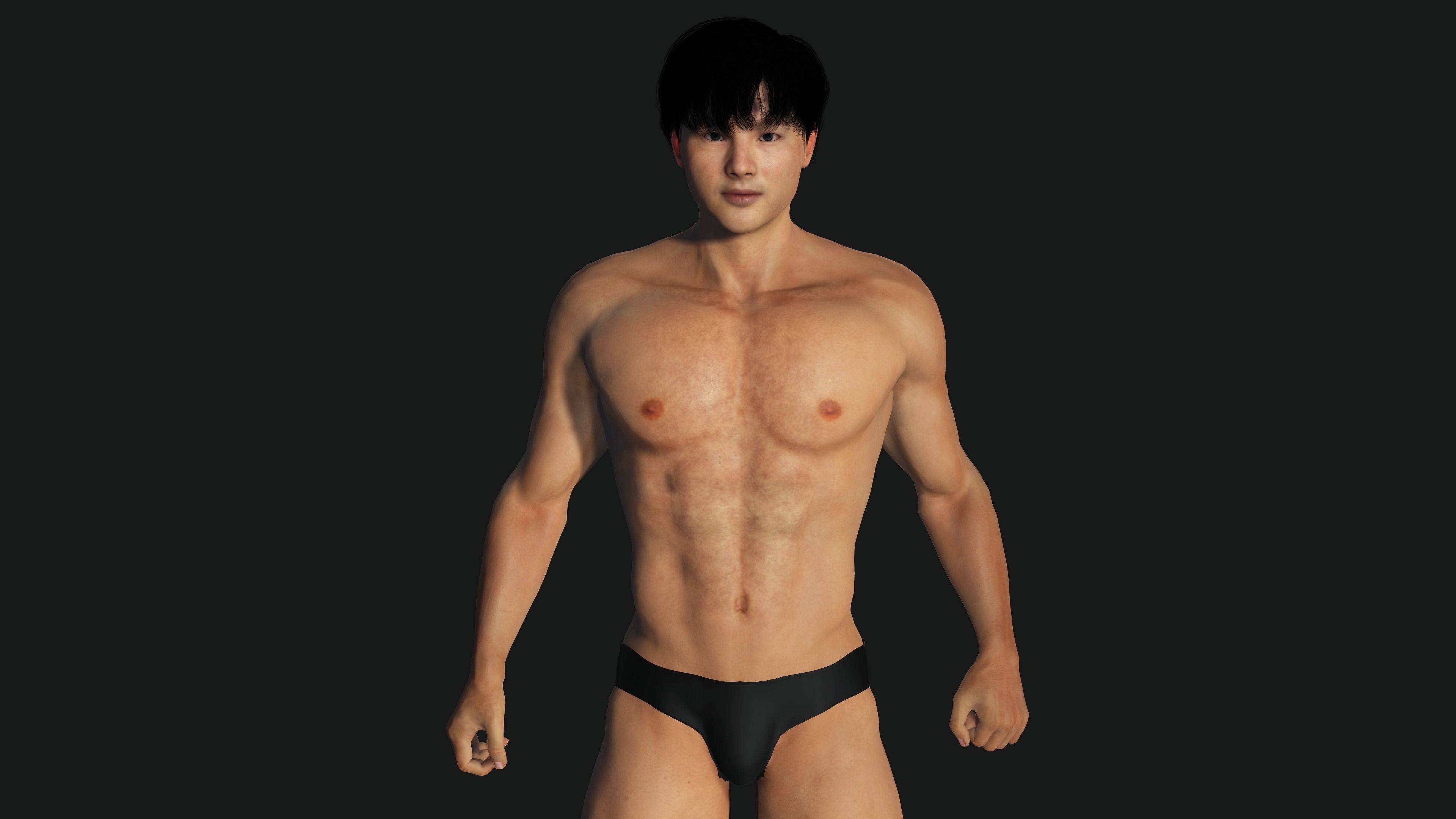 AAA 3D ASIAN KOREAN MUSCULAR MAN - REALISTIC RIG GAME CHARACTER Low-poly 3D model_8