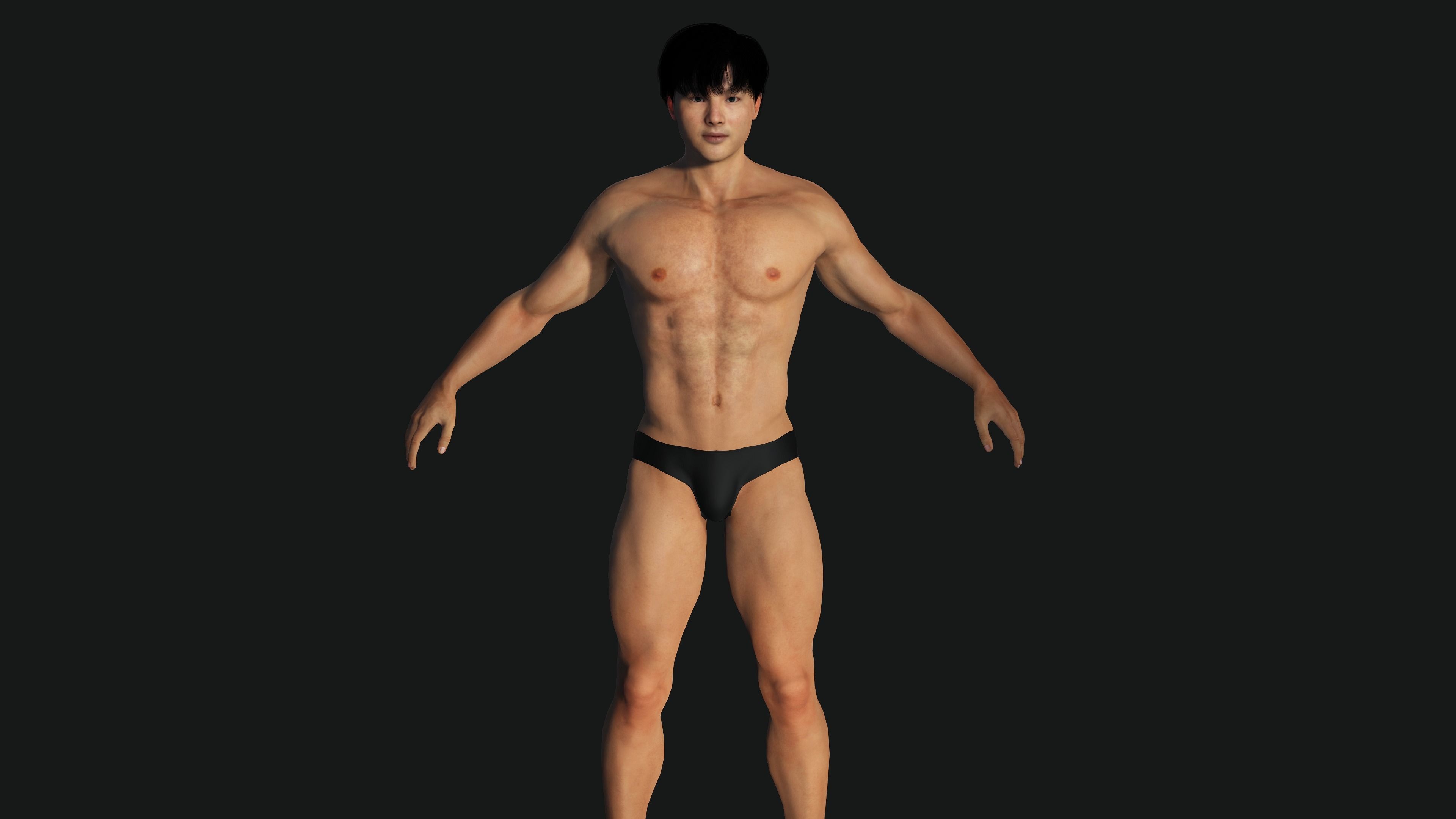 AAA 3D ASIAN KOREAN MUSCULAR MAN - REALISTIC RIG GAME CHARACTER Low-poly 3D model_3