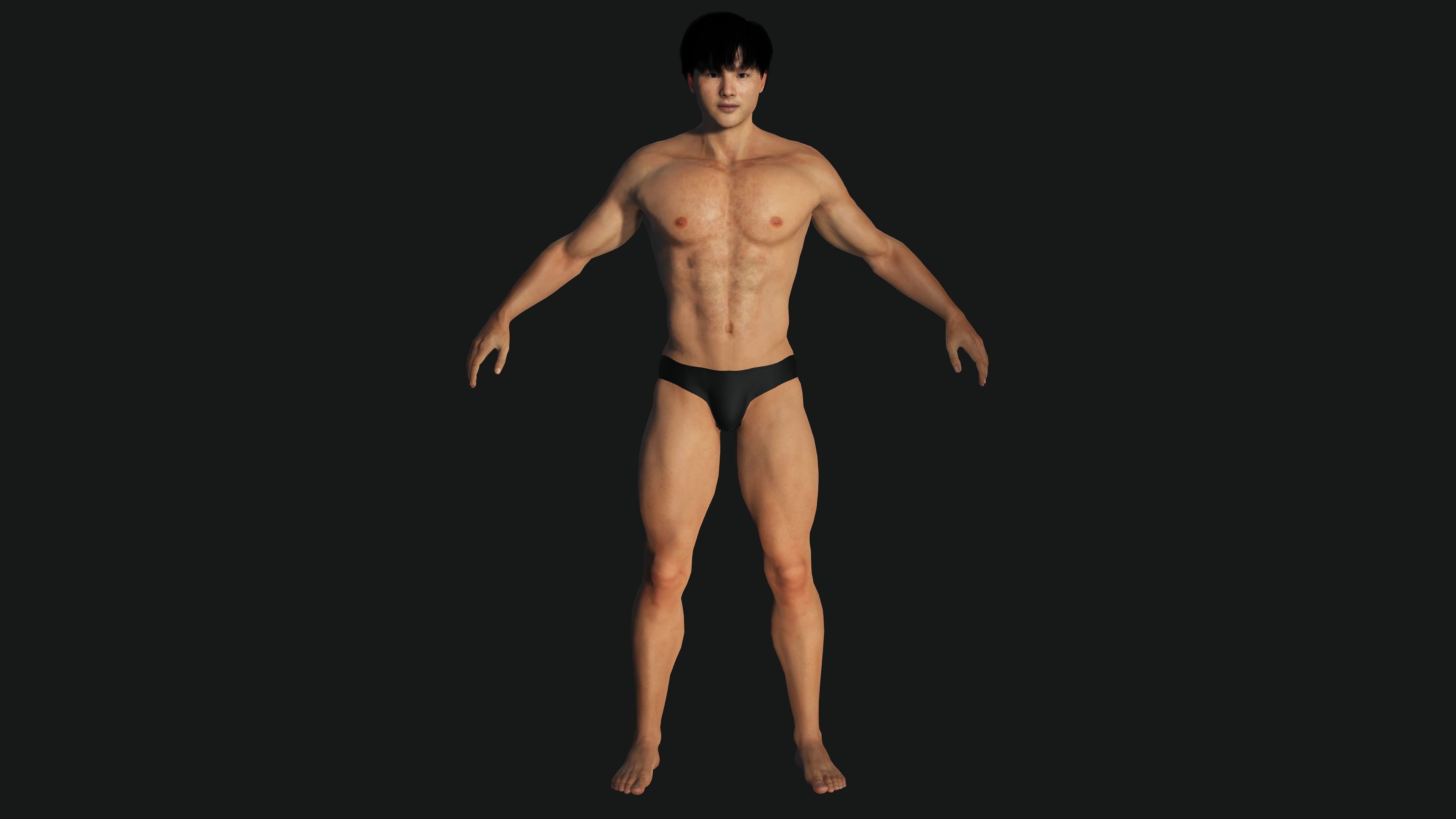 AAA 3D ASIAN KOREAN MUSCULAR MAN - REALISTIC RIG GAME CHARACTER Low-poly 3D model_2