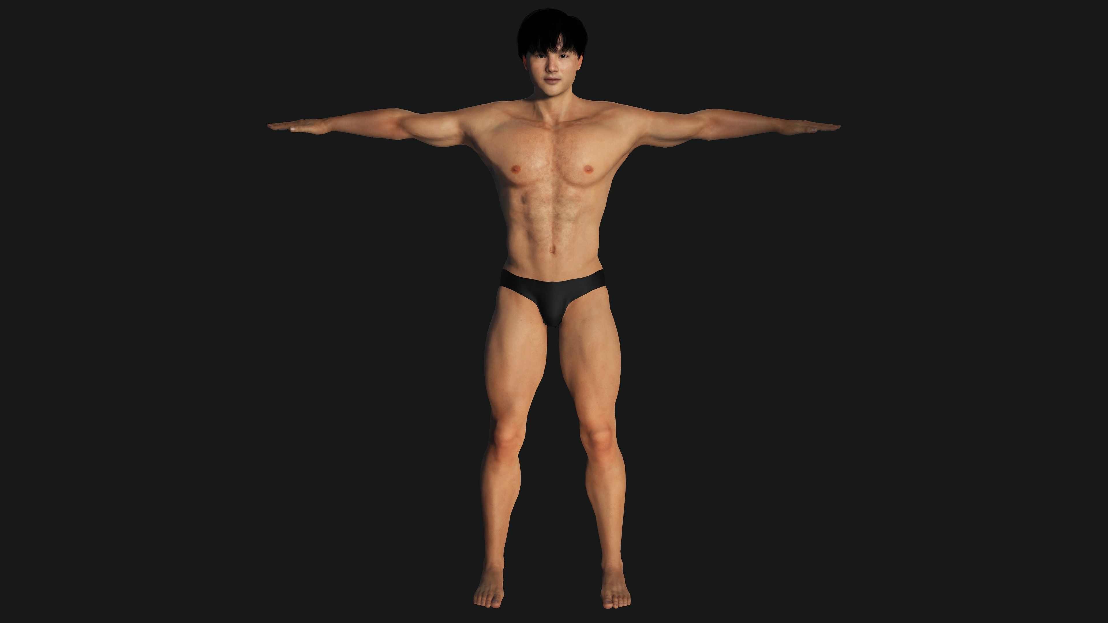 AAA 3D ASIAN KOREAN MUSCULAR MAN - REALISTIC RIG GAME CHARACTER Low-poly 3D model_17