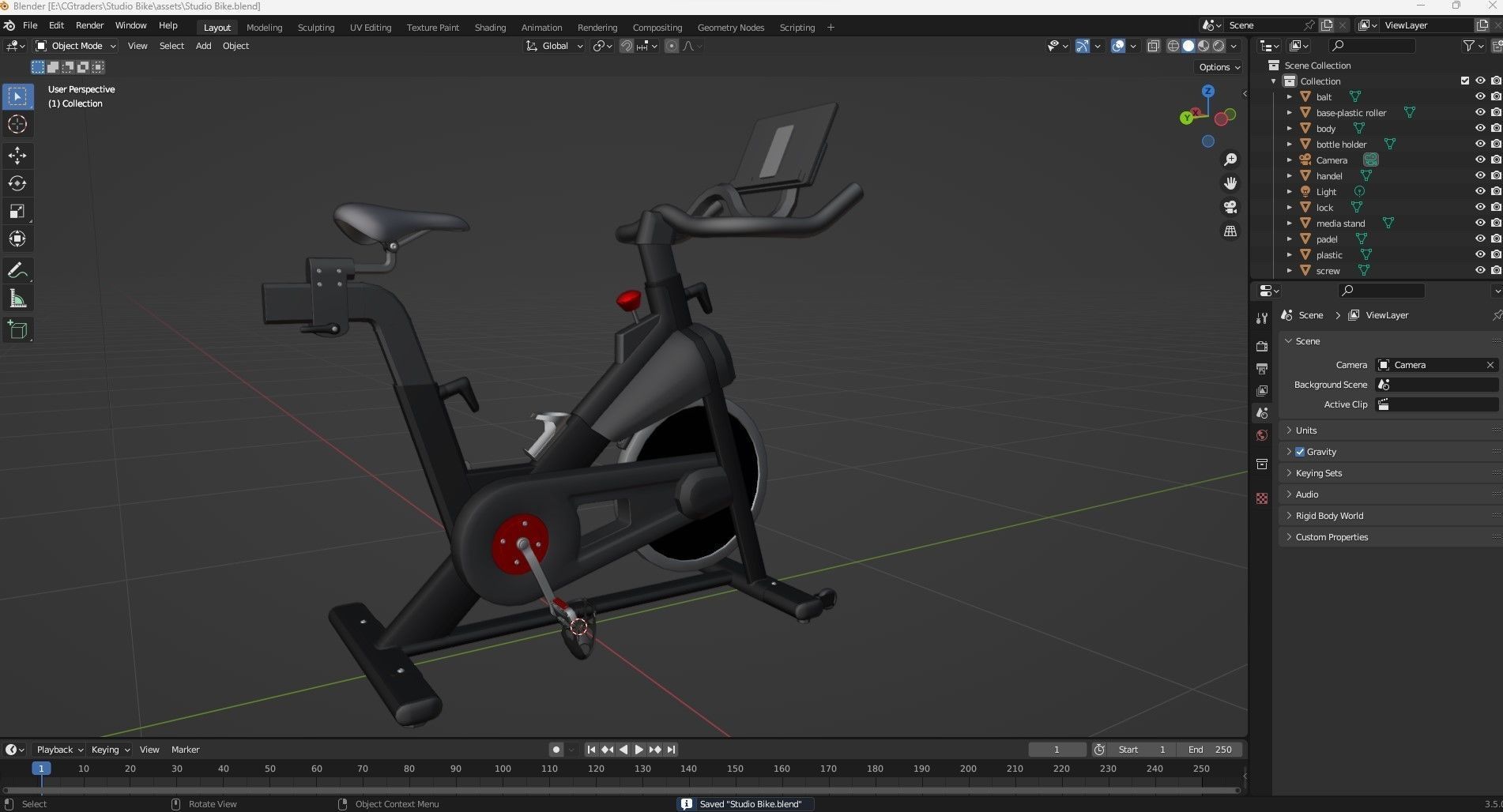 Studio Bike Pro Low-poly 3D model_24