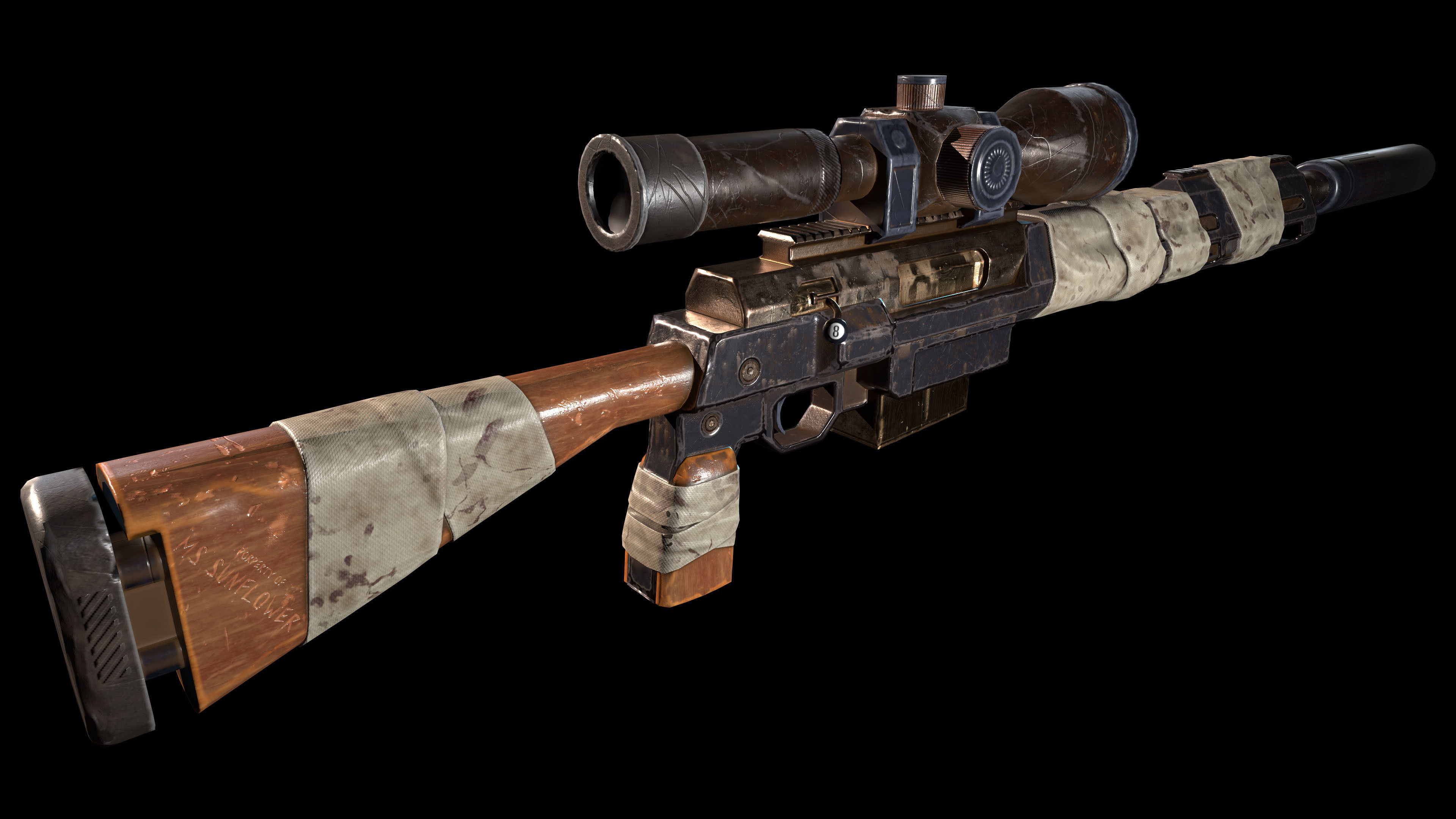 Apocalyptic Sniper Rifle V2 Low-poly 3D model_2