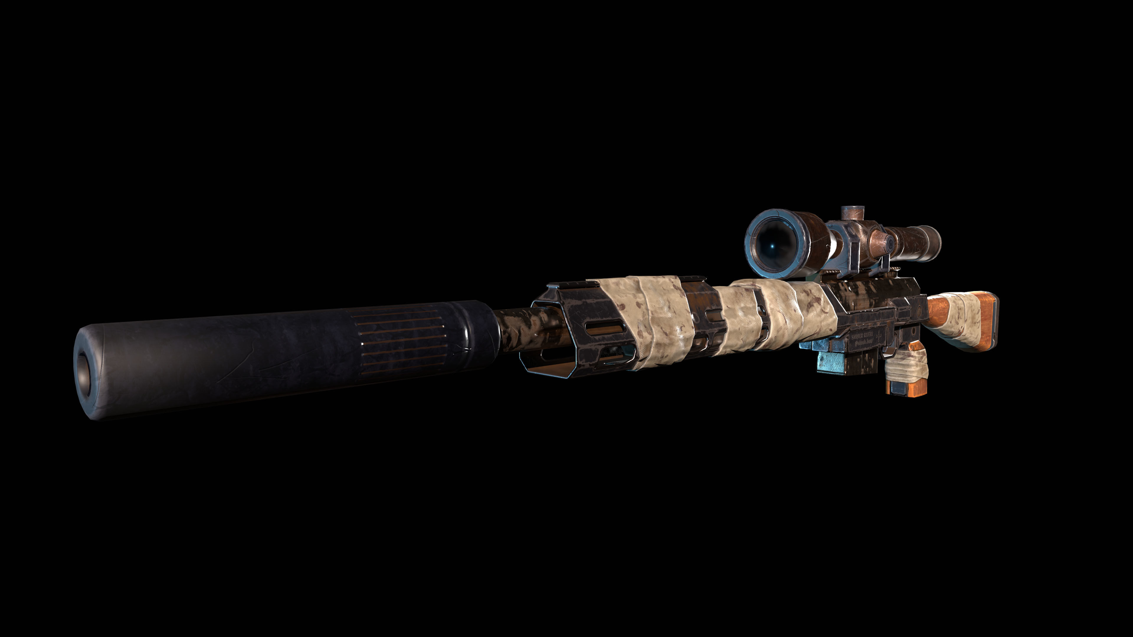 Apocalyptic Sniper Rifle V2 Low-poly 3D model_1