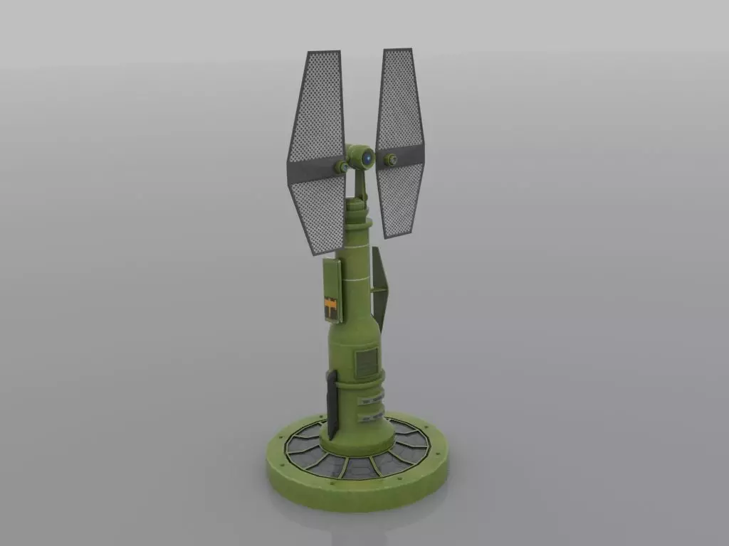 Sci fi radar tower Low-poly 3D model