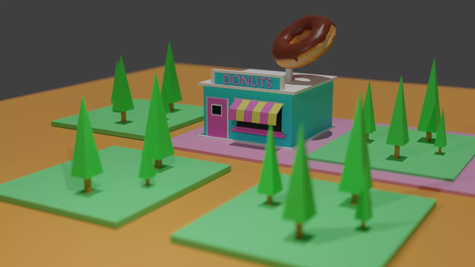 Donut Shop Low-poly 3D model_0