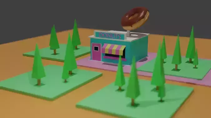 Donut Shop Low-poly 3D model