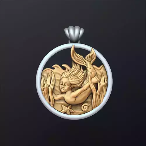 Little Mermaid Girl Pendant version 2 3D print model