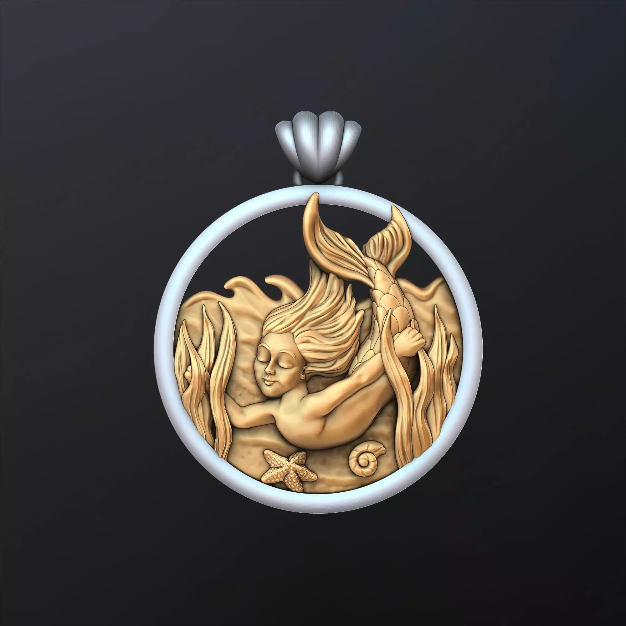 Little Mermaid Girl Pendant version 2 3D print model