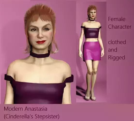Anastasia the stepsister-Female character Low-poly 3D model Anastasia the stepsister-Female character Low-poly 3D model