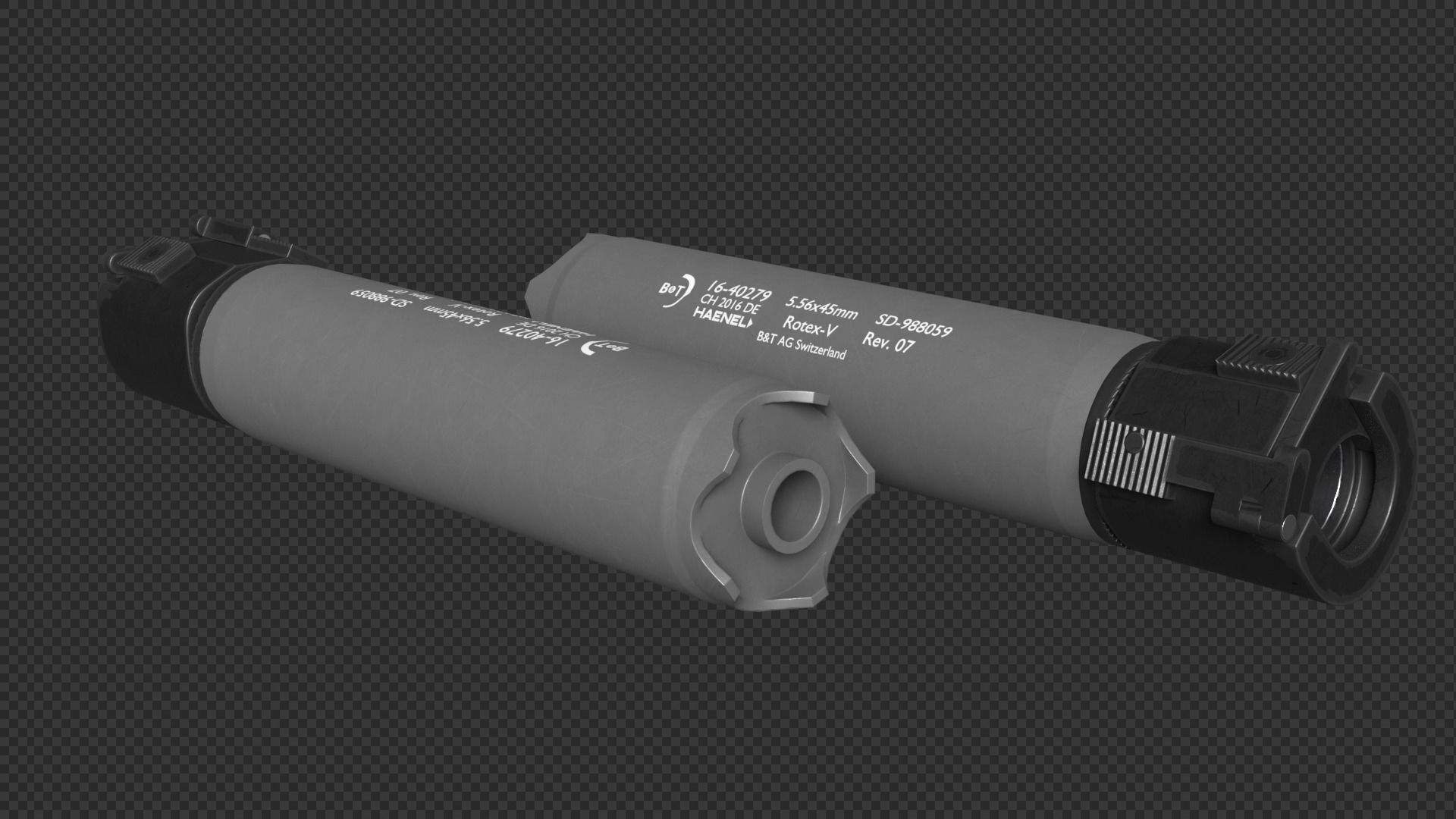 Rotex 5 Supressor Low-poly 3D model_17