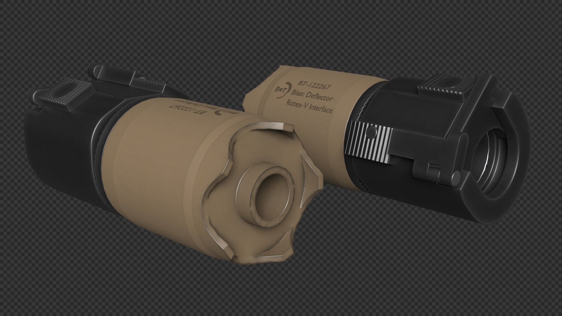 Rotex 5 Supressor Low-poly 3D model_20