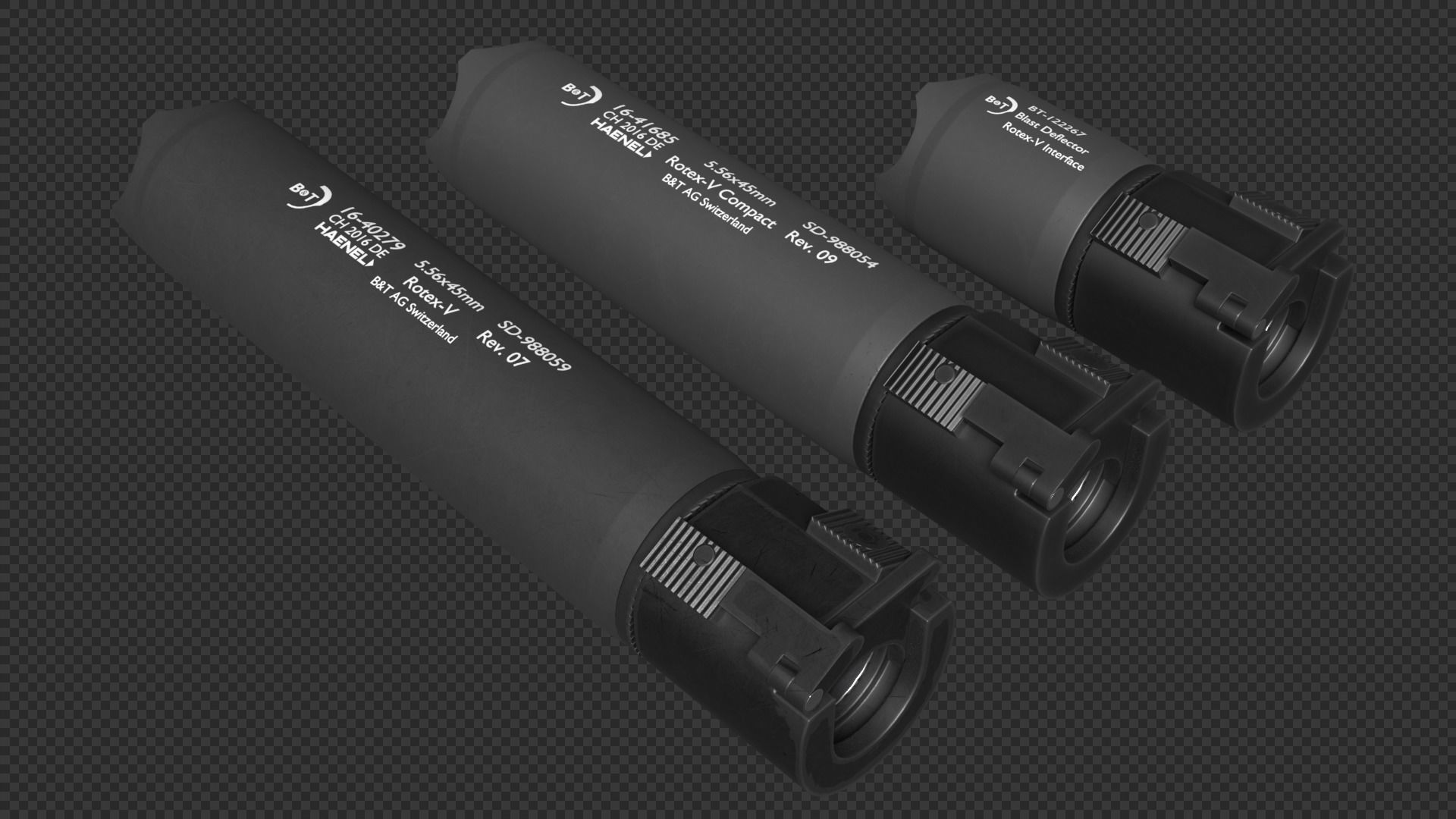 Rotex 5 Supressor Low-poly 3D model_10
