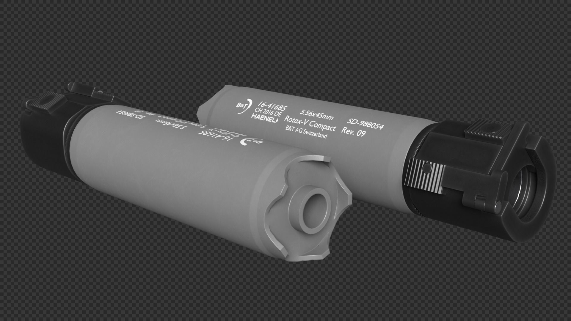Rotex 5 Supressor Low-poly 3D model_13