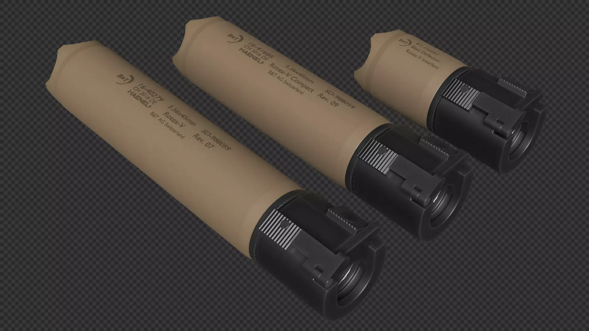 Rotex 5 Supressor Low-poly 3D model_0