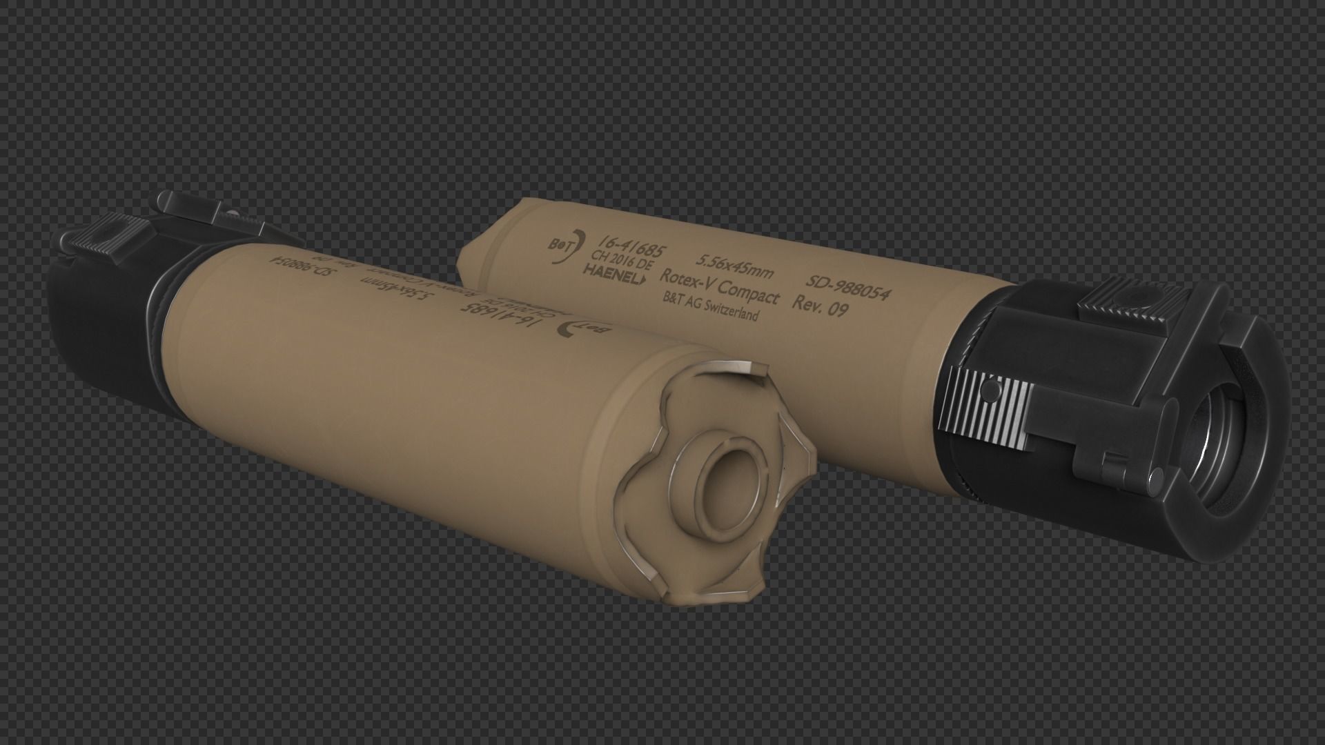 Rotex 5 Supressor Low-poly 3D model_12