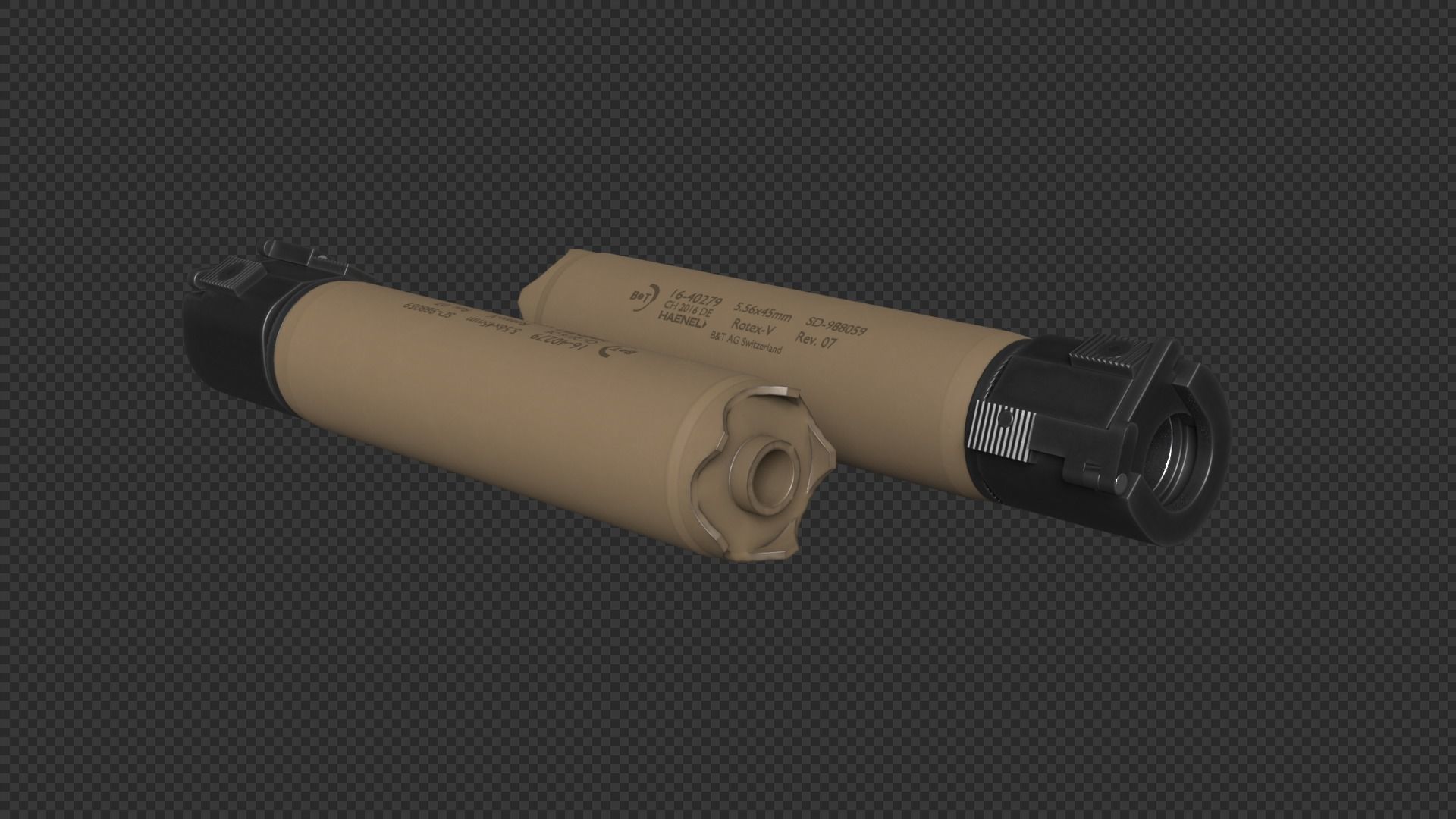 Rotex 5 Supressor Low-poly 3D model_16