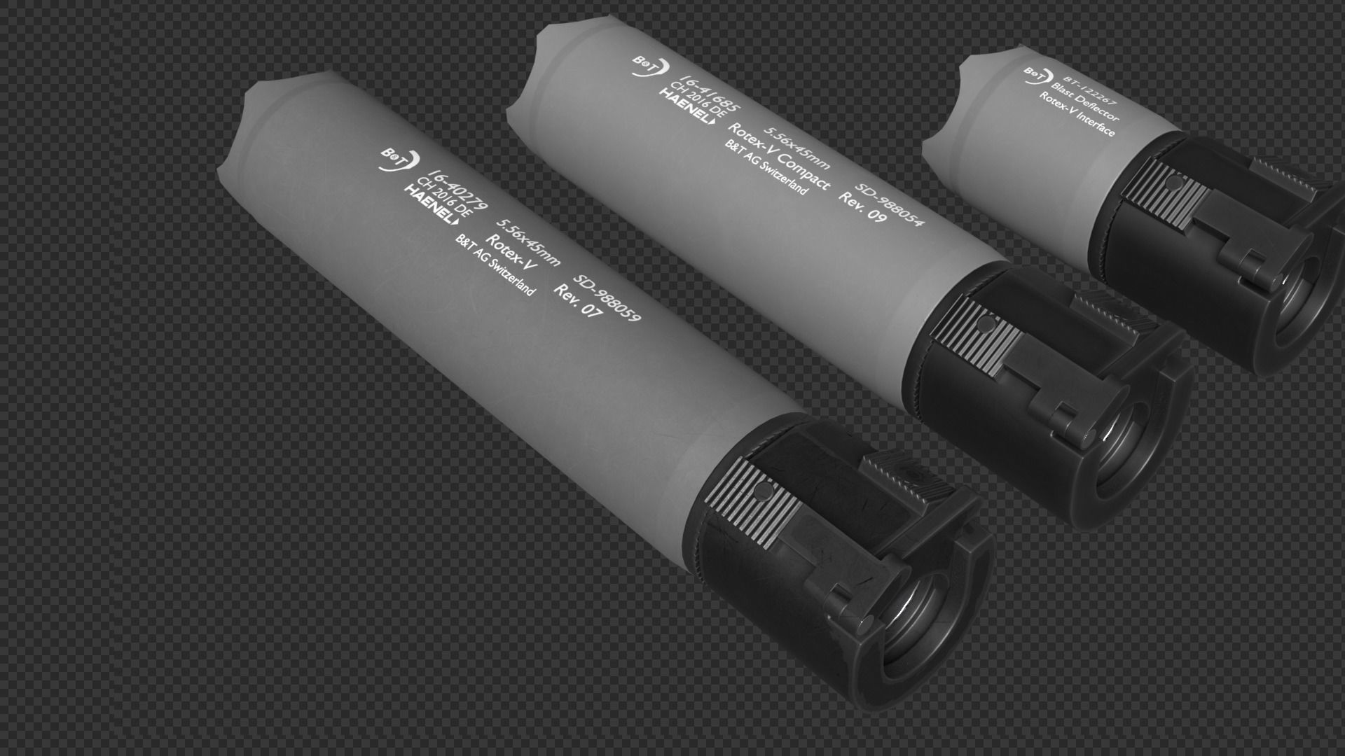 Rotex 5 Supressor Low-poly 3D model_11