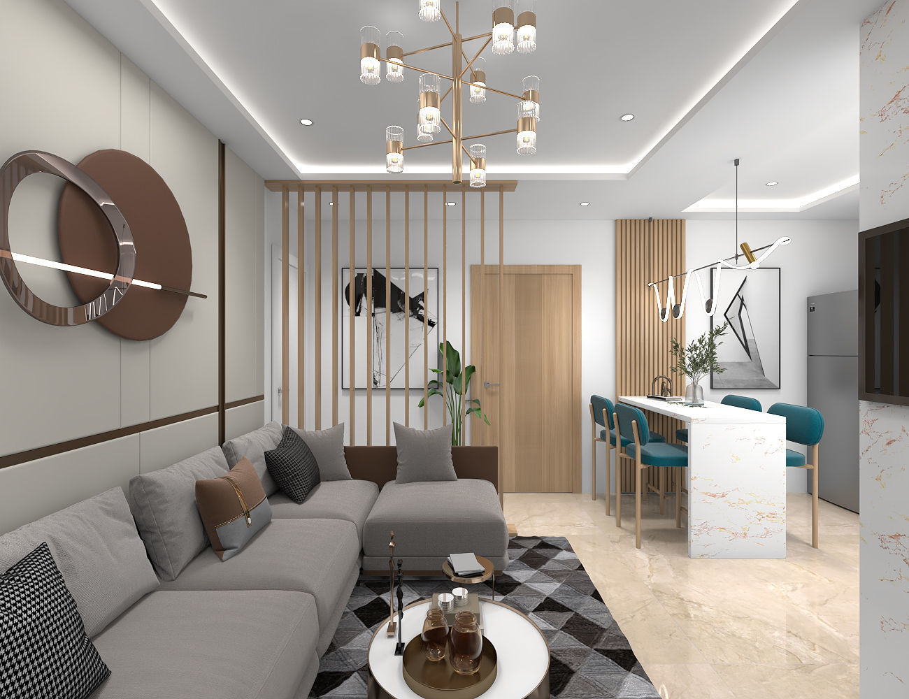 living room interior scene 3D model 3D model_2