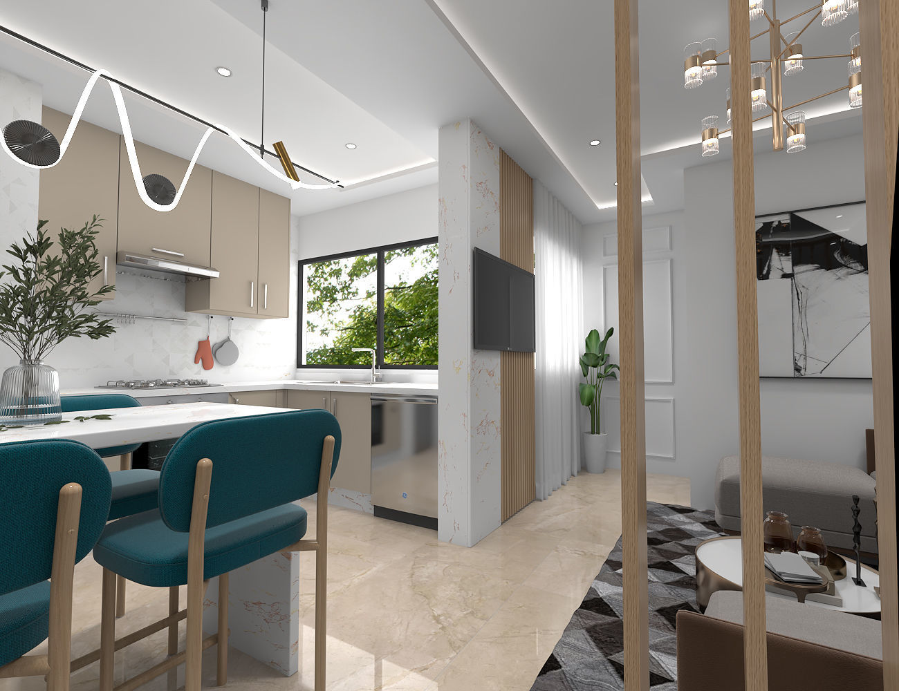 living room interior scene 3D model 3D model_5