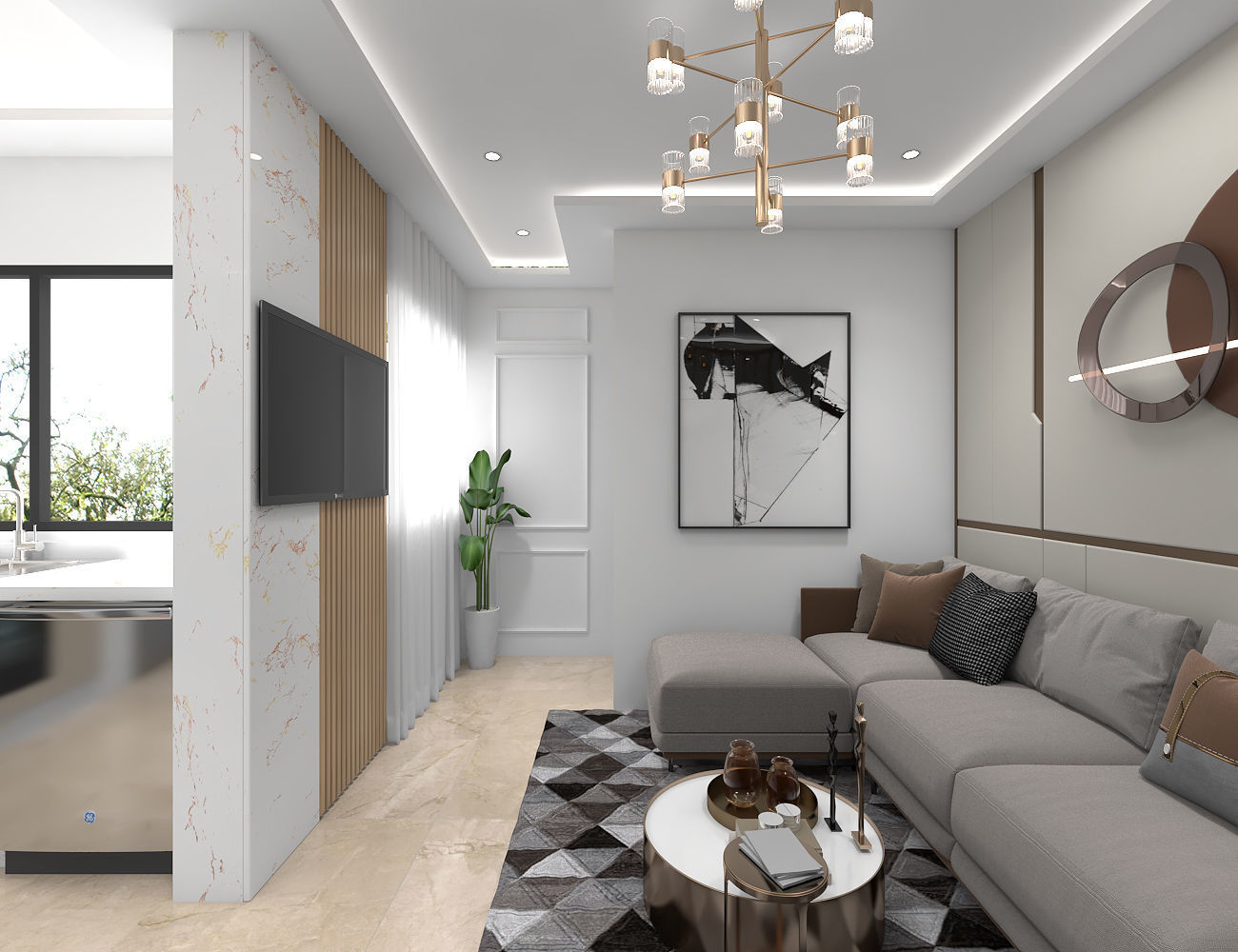 living room interior scene 3D model 3D model_6