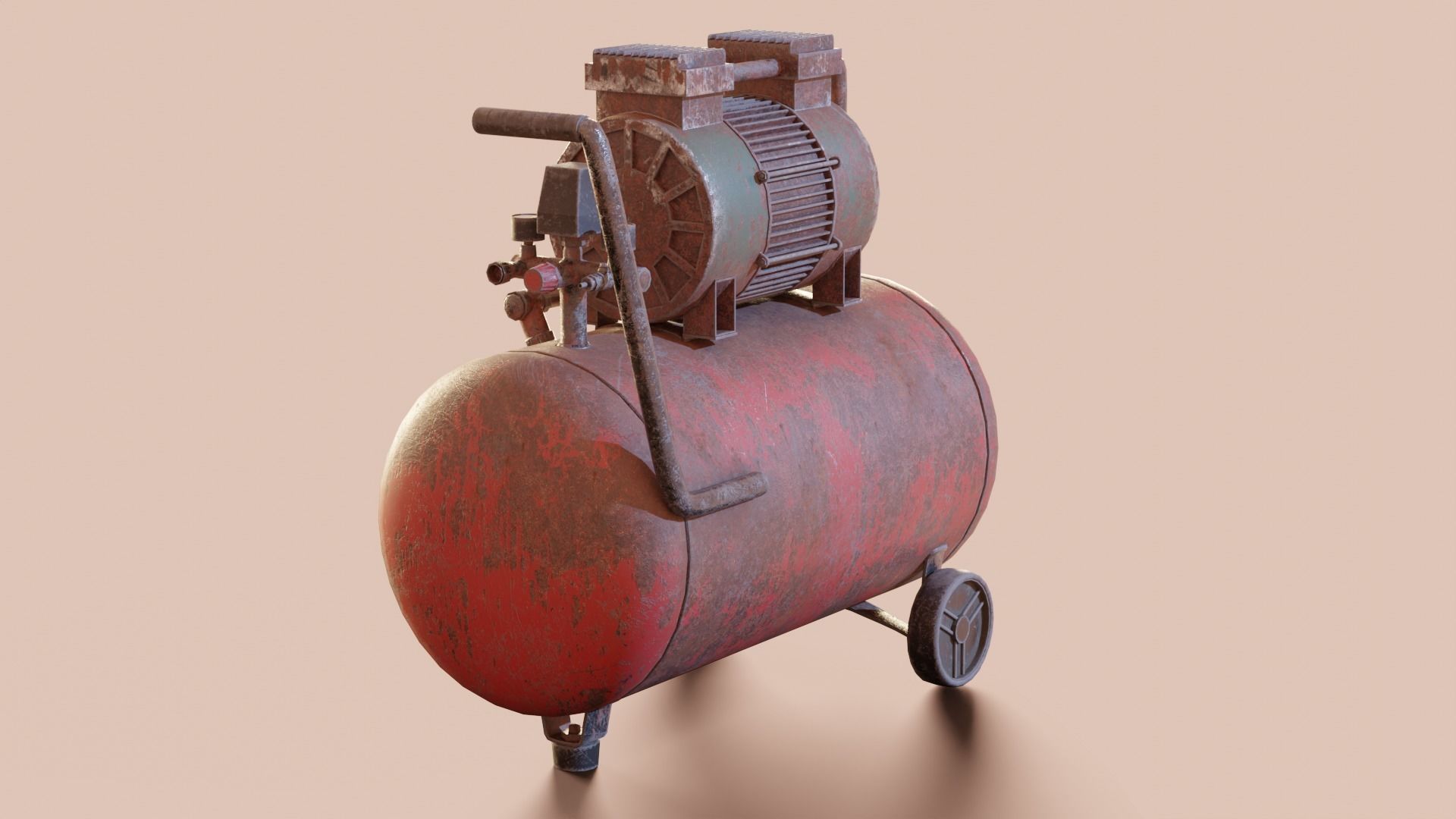 Vintage air compressor Low-poly 3D model_2