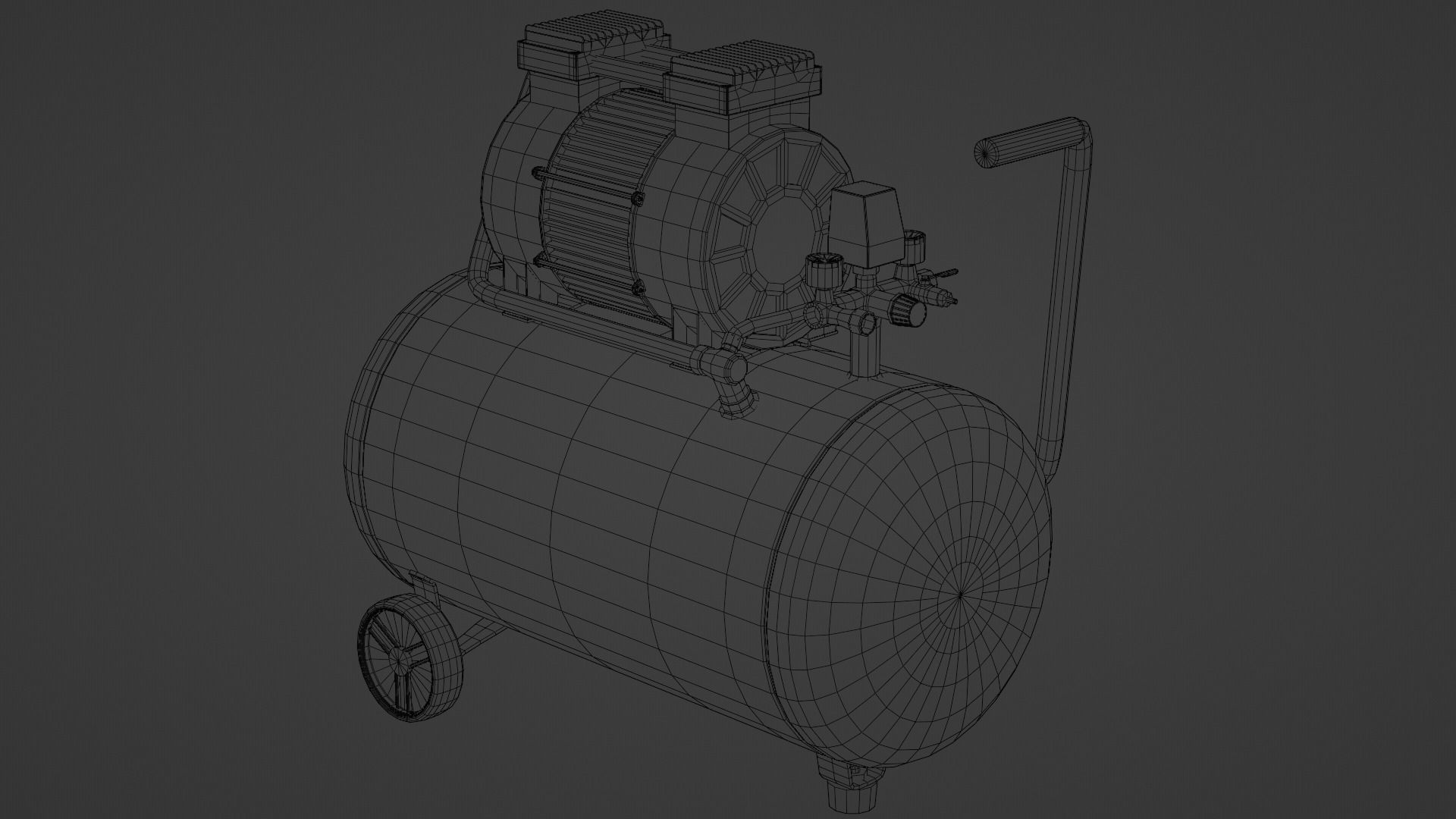 Vintage air compressor Low-poly 3D model_7