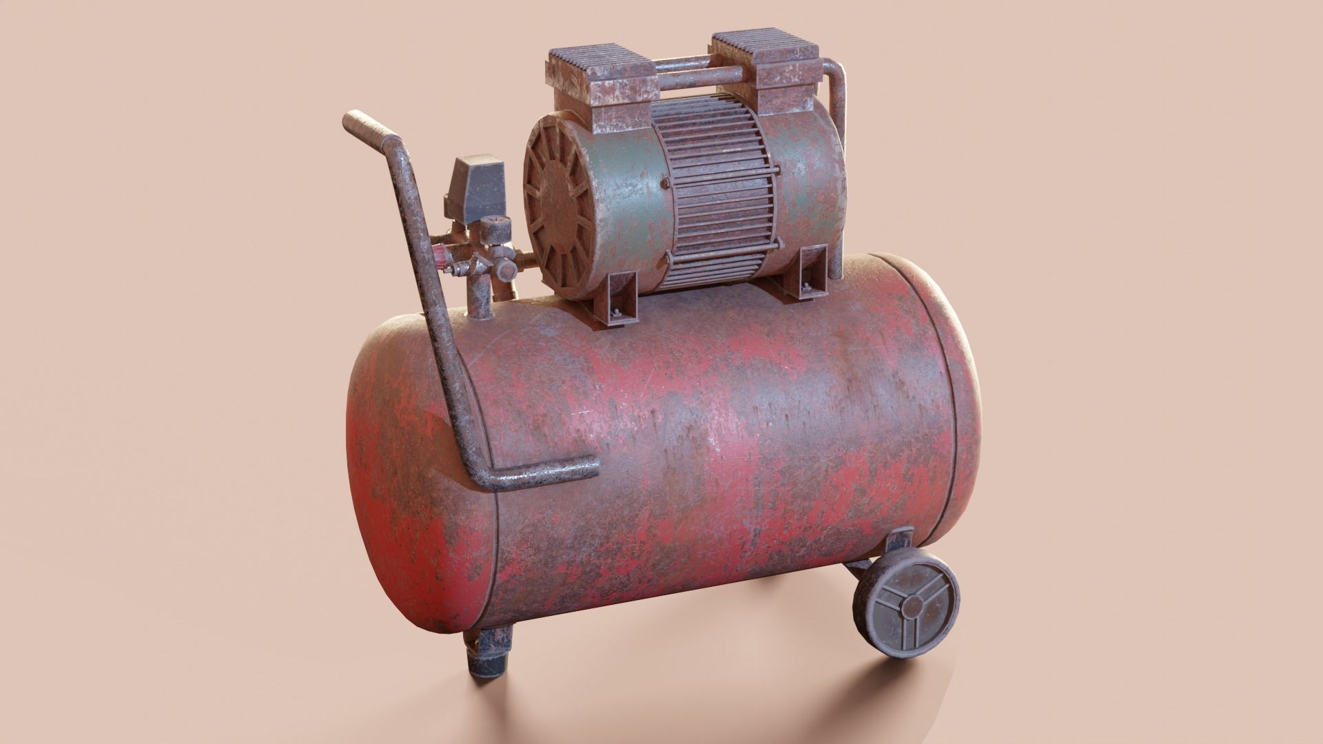 Vintage air compressor Low-poly 3D model_3