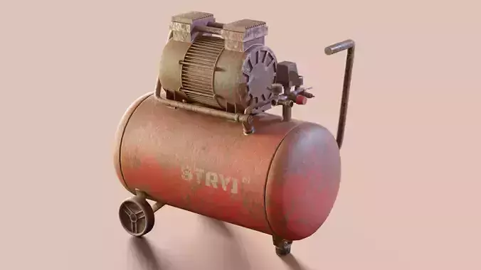 Vintage air compressor Low-poly 3D model