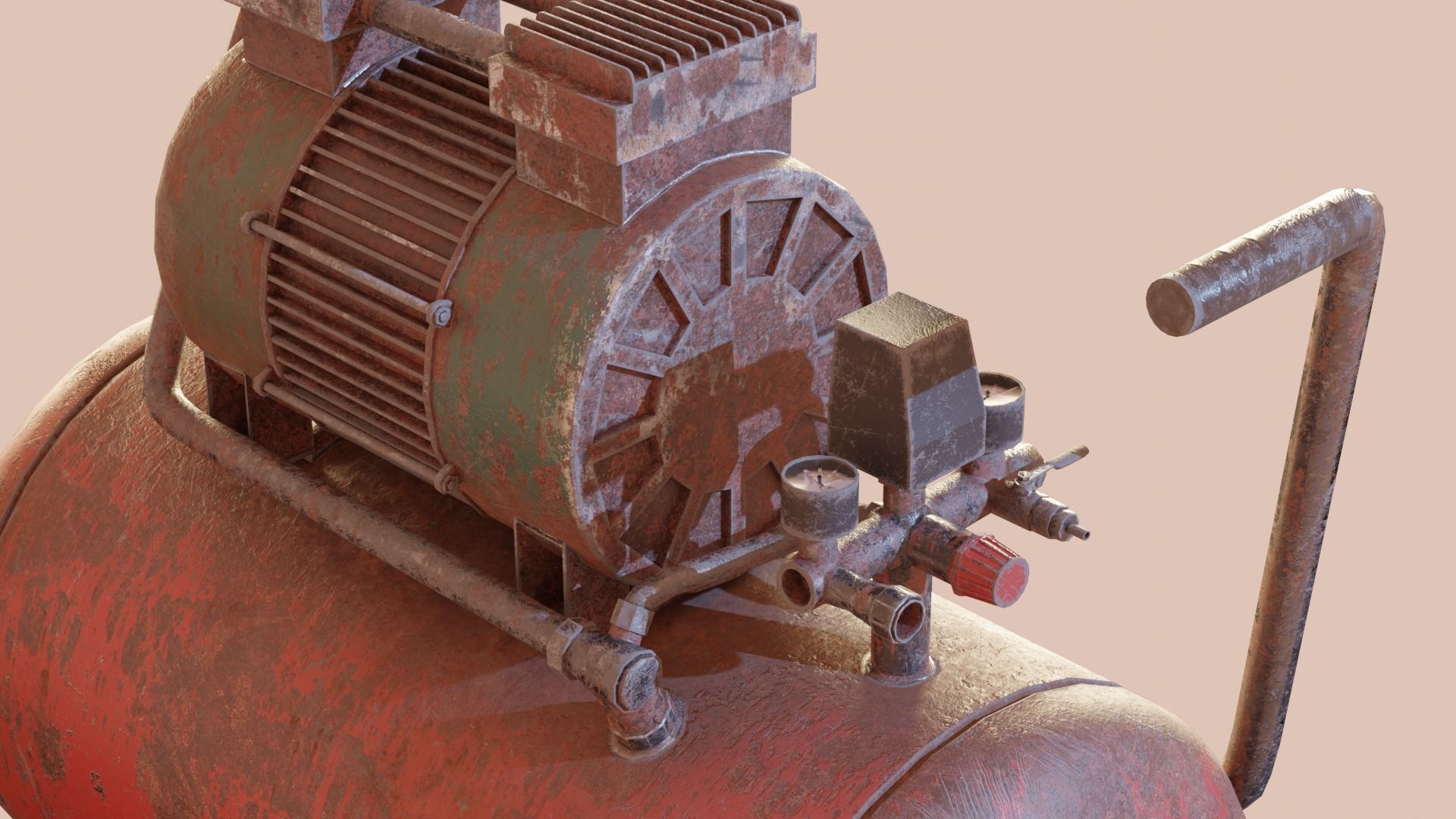 Vintage air compressor Low-poly 3D model_6