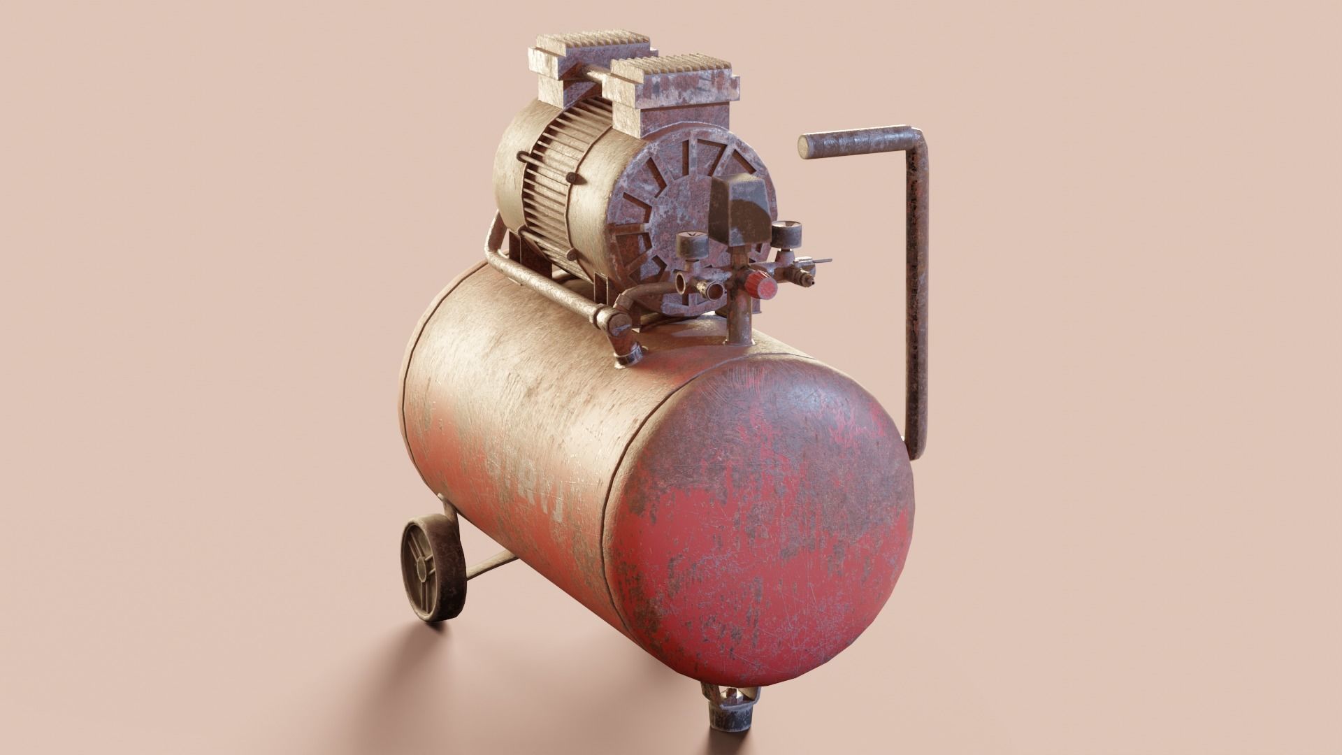 Vintage air compressor Low-poly 3D model_1