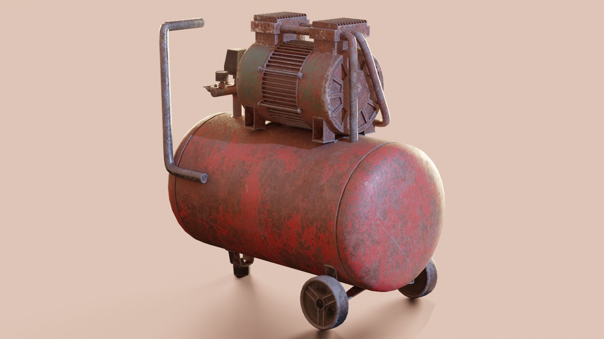 Vintage air compressor Low-poly 3D model_4