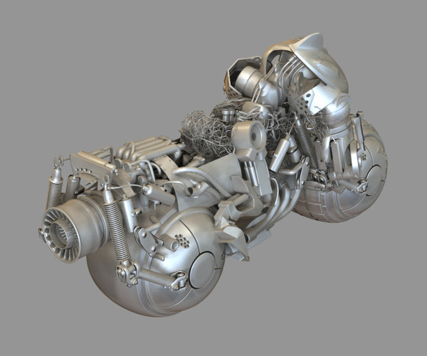 Arcee silver motorcycle 3D model_1
