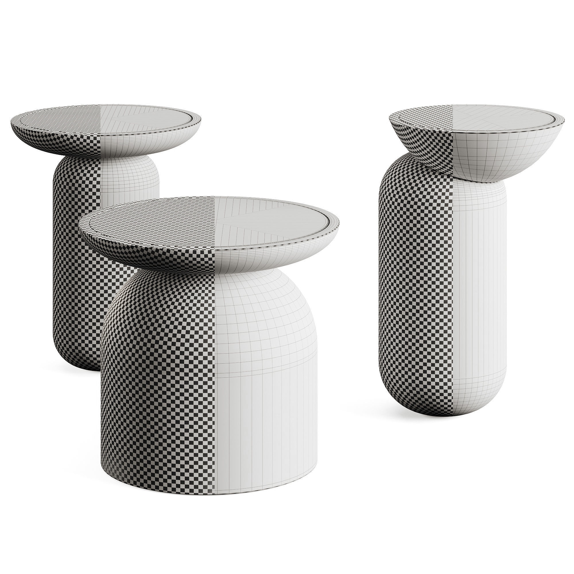 Mezcalitos Set Side Tables Low-poly 3D model_5