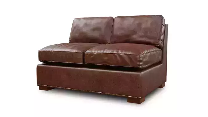 Collins Leather Armless Sofa With Nailheads