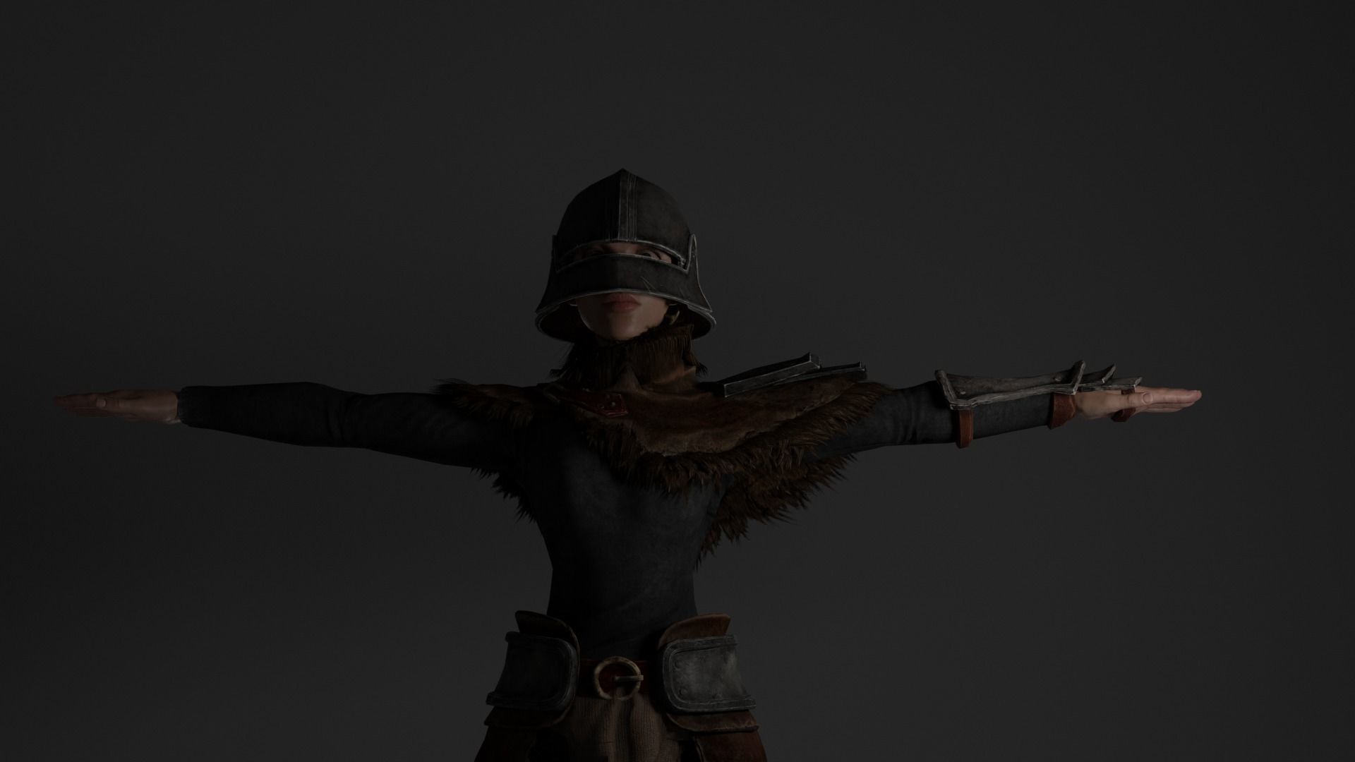 Ame Female Warrior Stylized NPR 3D model_15