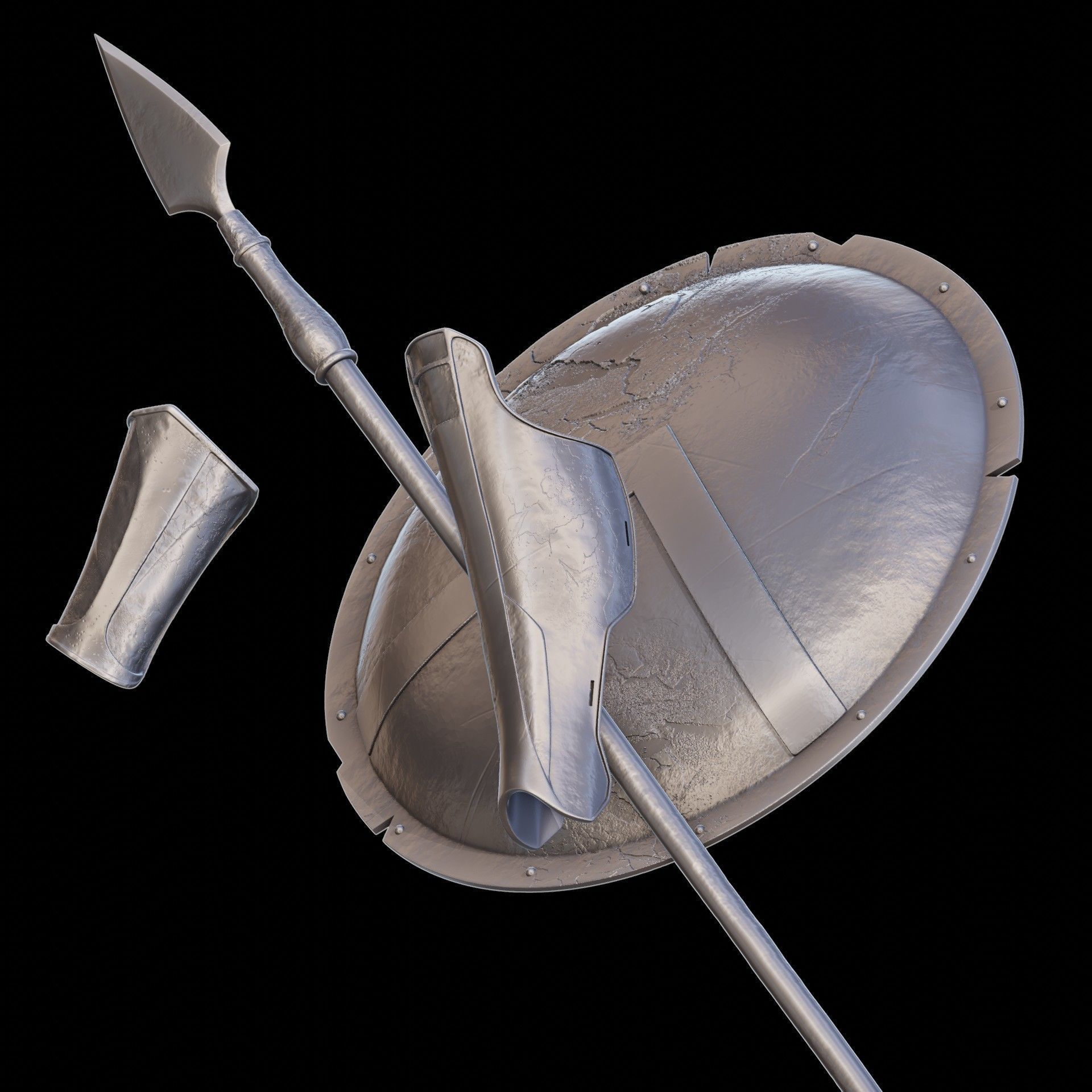 300 Movie Spartan Armor Shield and Spear Printable STL 3D print model_1